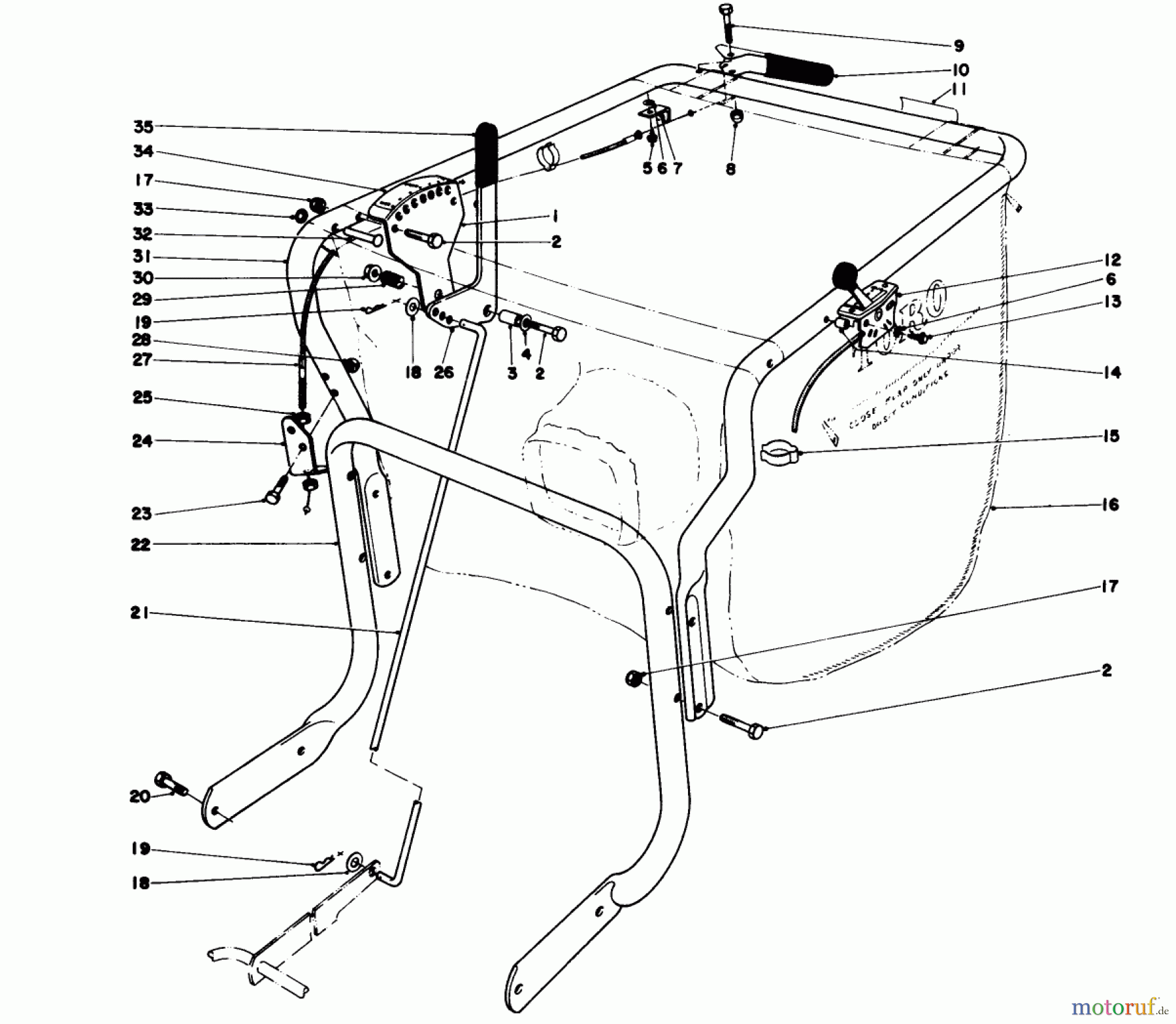  Laubbläser / Laubsauger 62912 - Toro 5 hp Lawn Vacuum (SN: 0000001 - 0999999) (1980) HANDLE ASSEMBLY (MODEL 62923)