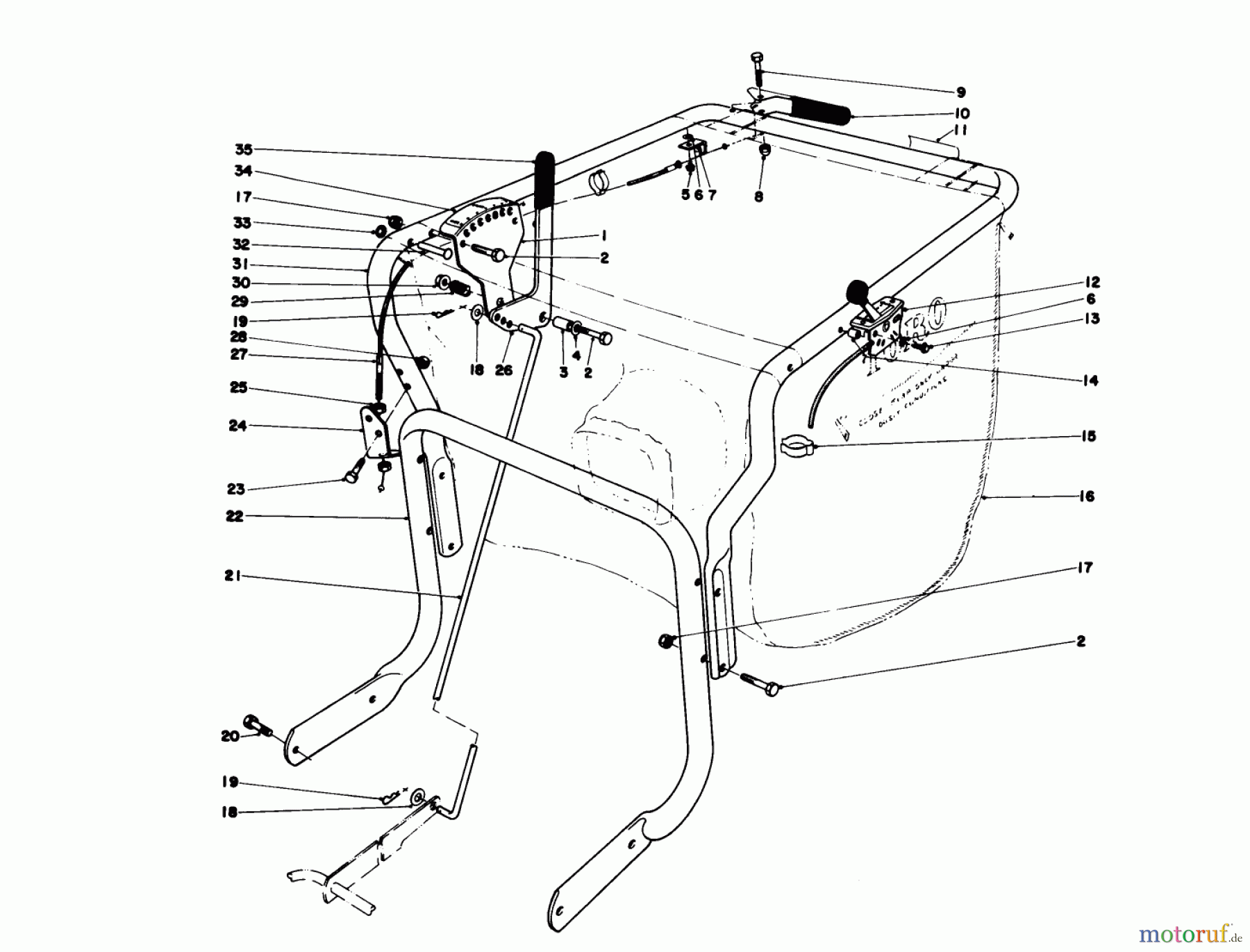  Laubbläser / Laubsauger 62923 - Toro 5 hp Lawn Vacuum (SN: 2000001 - 2999999) (1982) HANDLE ASSEMBLY (MODEL 62923)