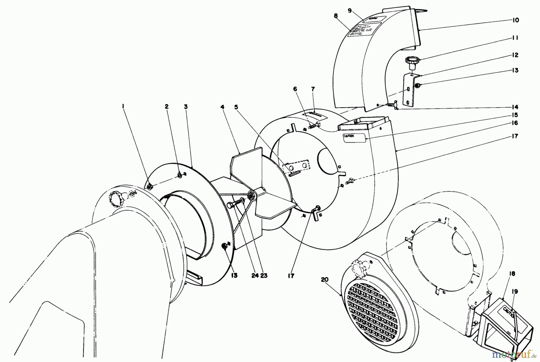  Laubbläser / Laubsauger 62923 - Toro 5 hp Lawn Vacuum (SN: 4000001 - 4999999) (1984) BLOWER ASSEMBLY (MODEL 62912 & 62923)