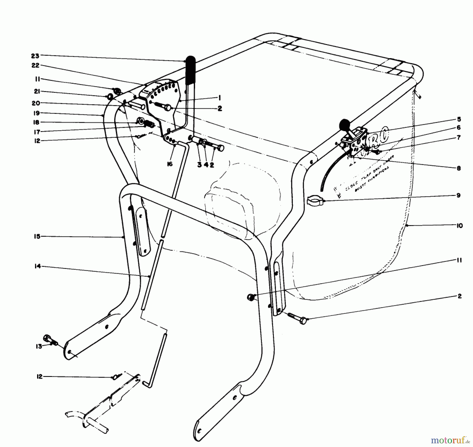  Laubbläser / Laubsauger 62912 - Toro 5 hp Lawn Vacuum (SN: 4000001 - 4999999) (1984) CONTROLS AND HANDLE ASSEMBLY (MODEL 62912)