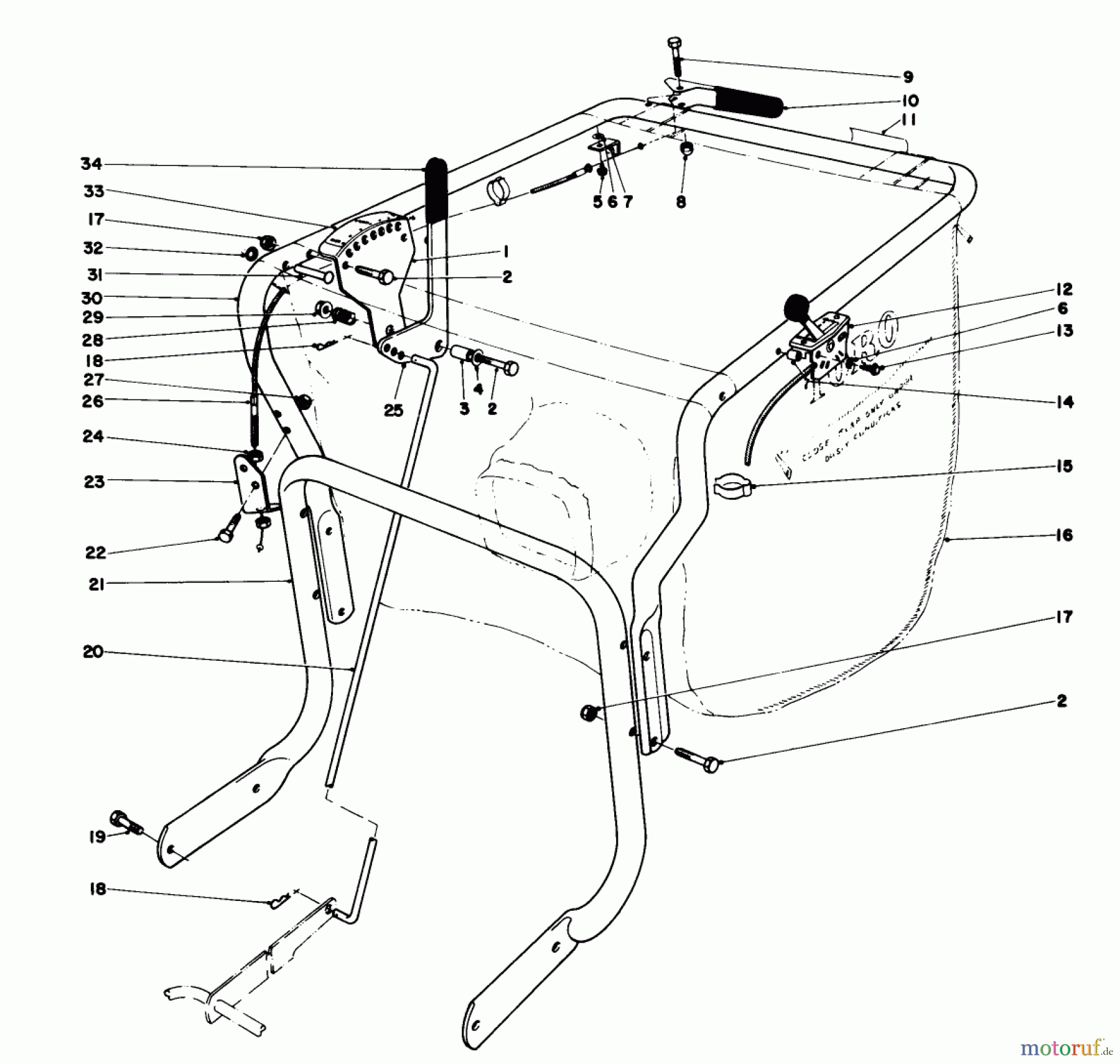  Laubbläser / Laubsauger 62923 - Toro 5 hp Lawn Vacuum (SN: 4000001 - 4999999) (1984) CONTROLS AND HANDLE ASSEMBLY (MODEL 62923)