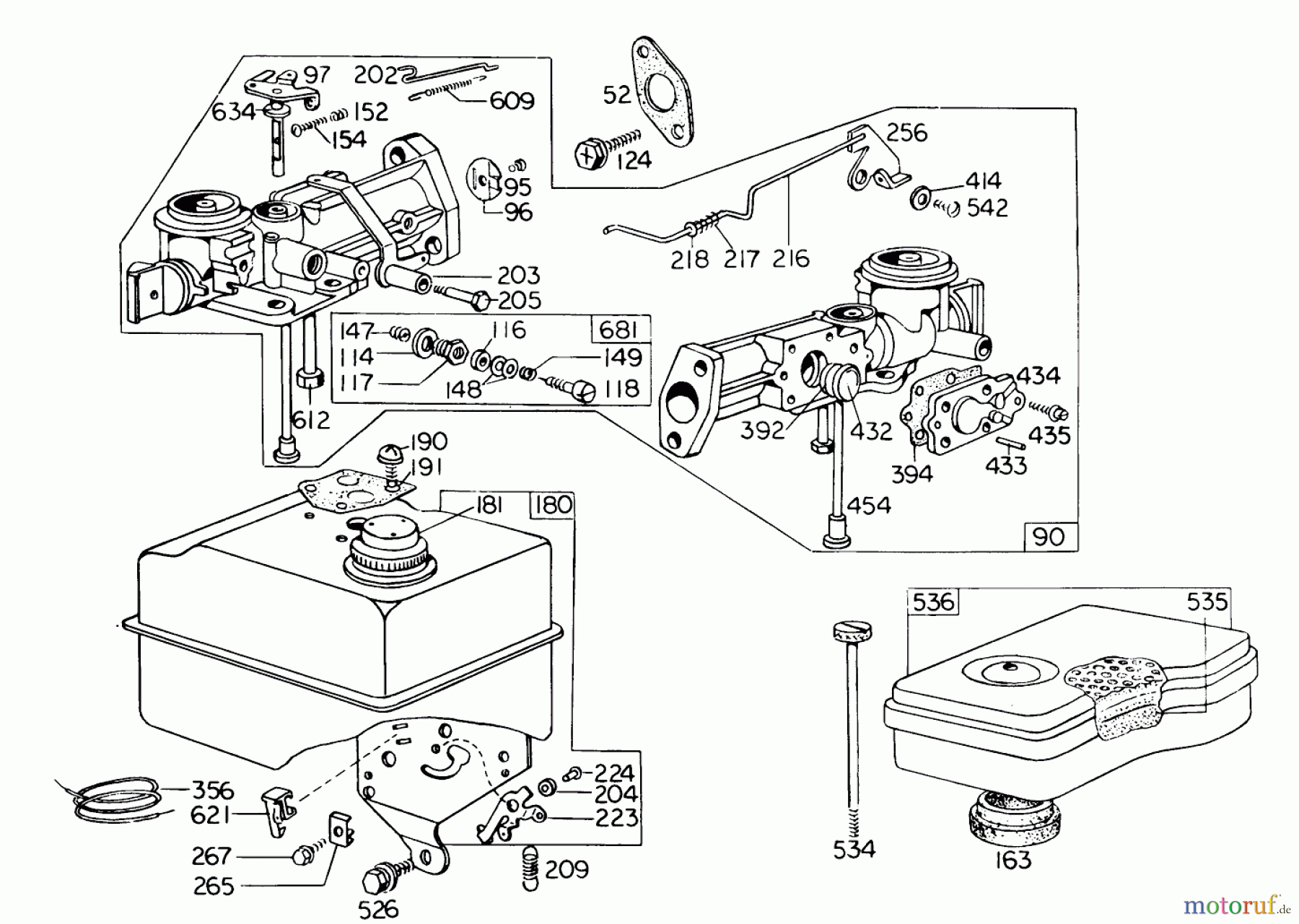  Laubbläser / Laubsauger 62912 - Toro 5 hp Lawn Vacuum (SN: 5000001 - 5999999) (1975) CARBURETOR ASSEMBLY