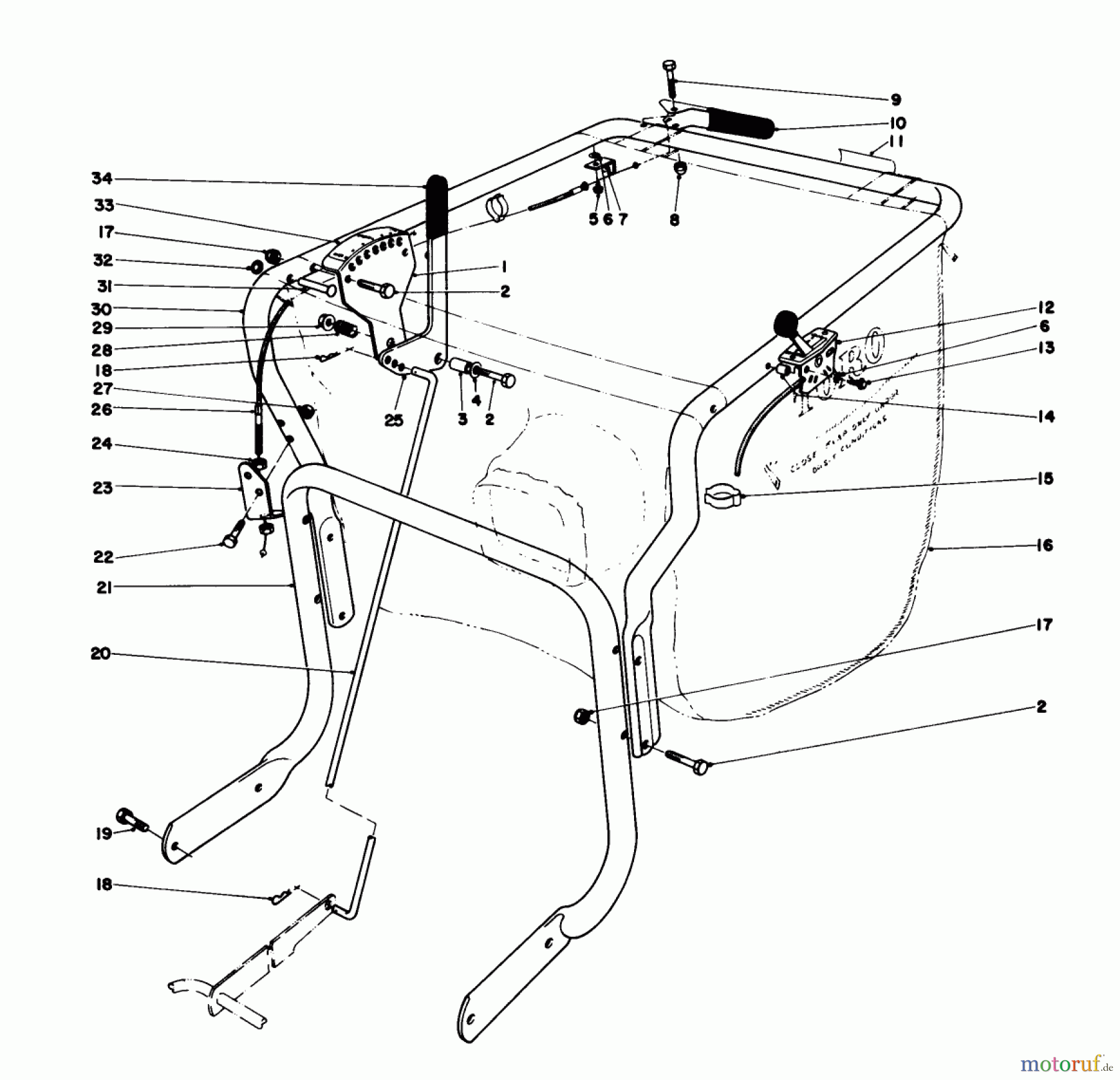  Laubbläser / Laubsauger 62923 - Toro 5 hp Lawn Vacuum (SN: 5000001 - 5999999) (1985) CONTROLS AND HANDLE ASSEMBLY (MODEL 62923)