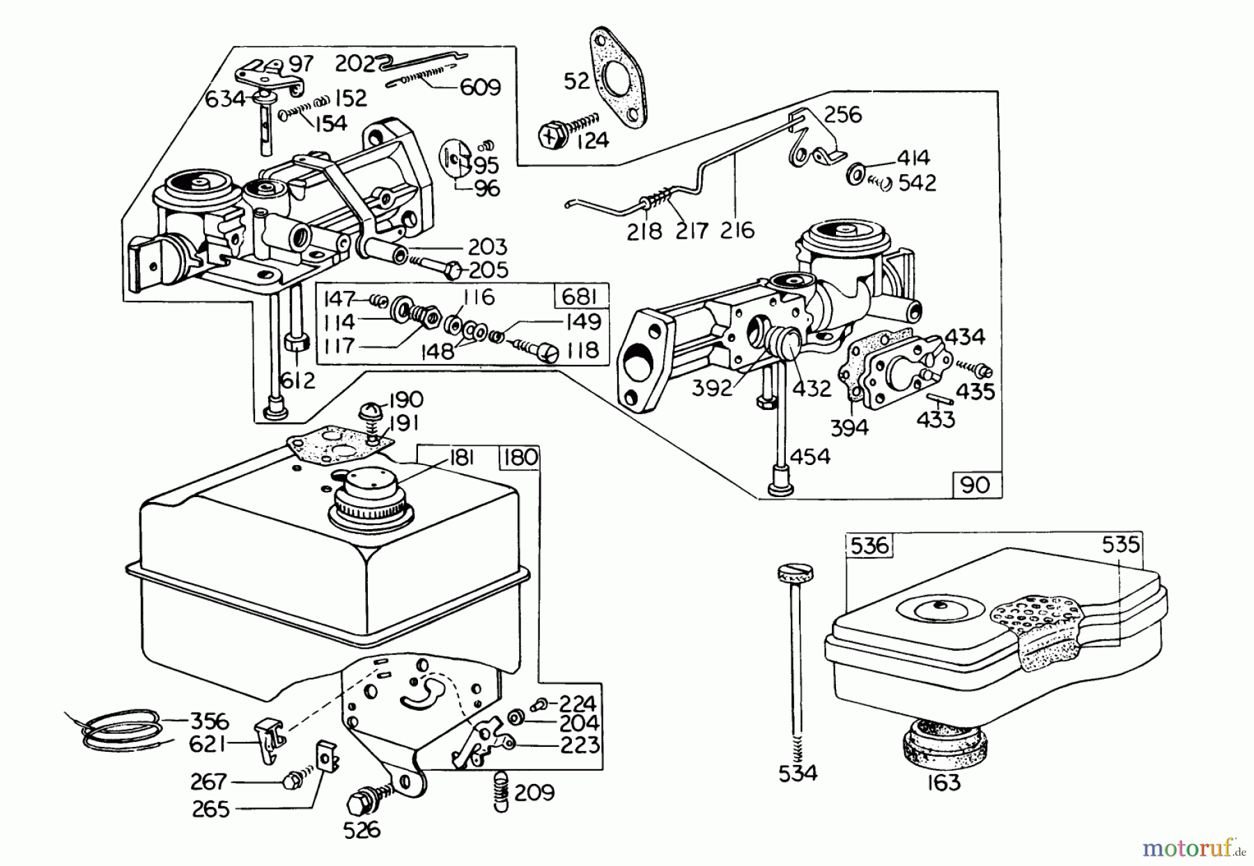  Laubbläser / Laubsauger 62923 - Toro 5 hp Lawn Vacuum (SN: 6000001 - 6999999) (1976) CARBURETOR ASSEMBLY