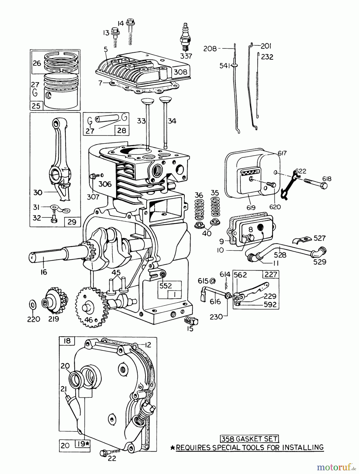  Laubbläser / Laubsauger 62923 - Toro 5 hp Lawn Vacuum (SN: 6000001 - 6999999) (1976) ENGINE MODEL NO. 130202 TYPE 0600-01 BRIGGS & STRATTON