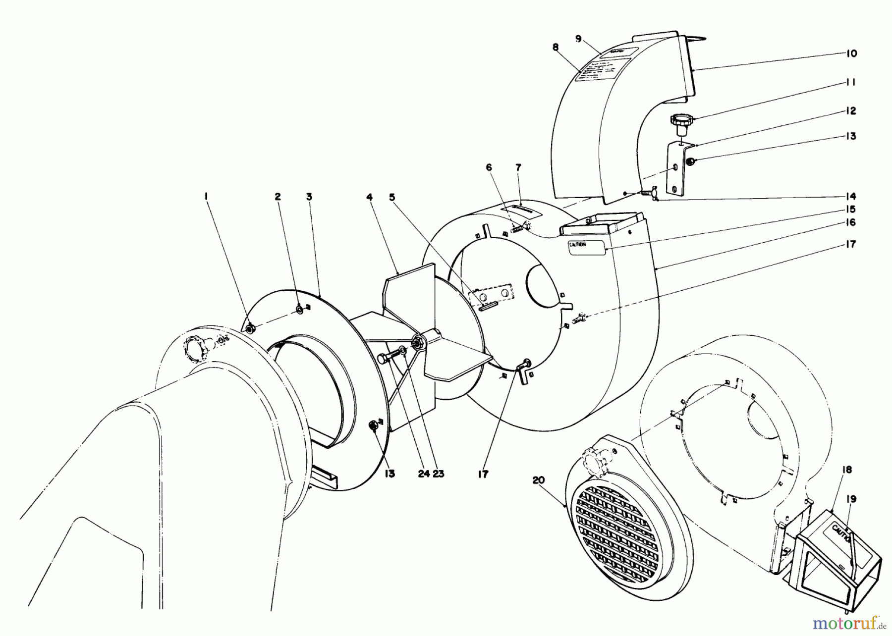  Laubbläser / Laubsauger 62912 - Toro 5 hp Lawn Vacuum (SN: 6000001 - 6999999) (1986) BLOWER ASSEMBLY (MODEL 62912 & 62923)