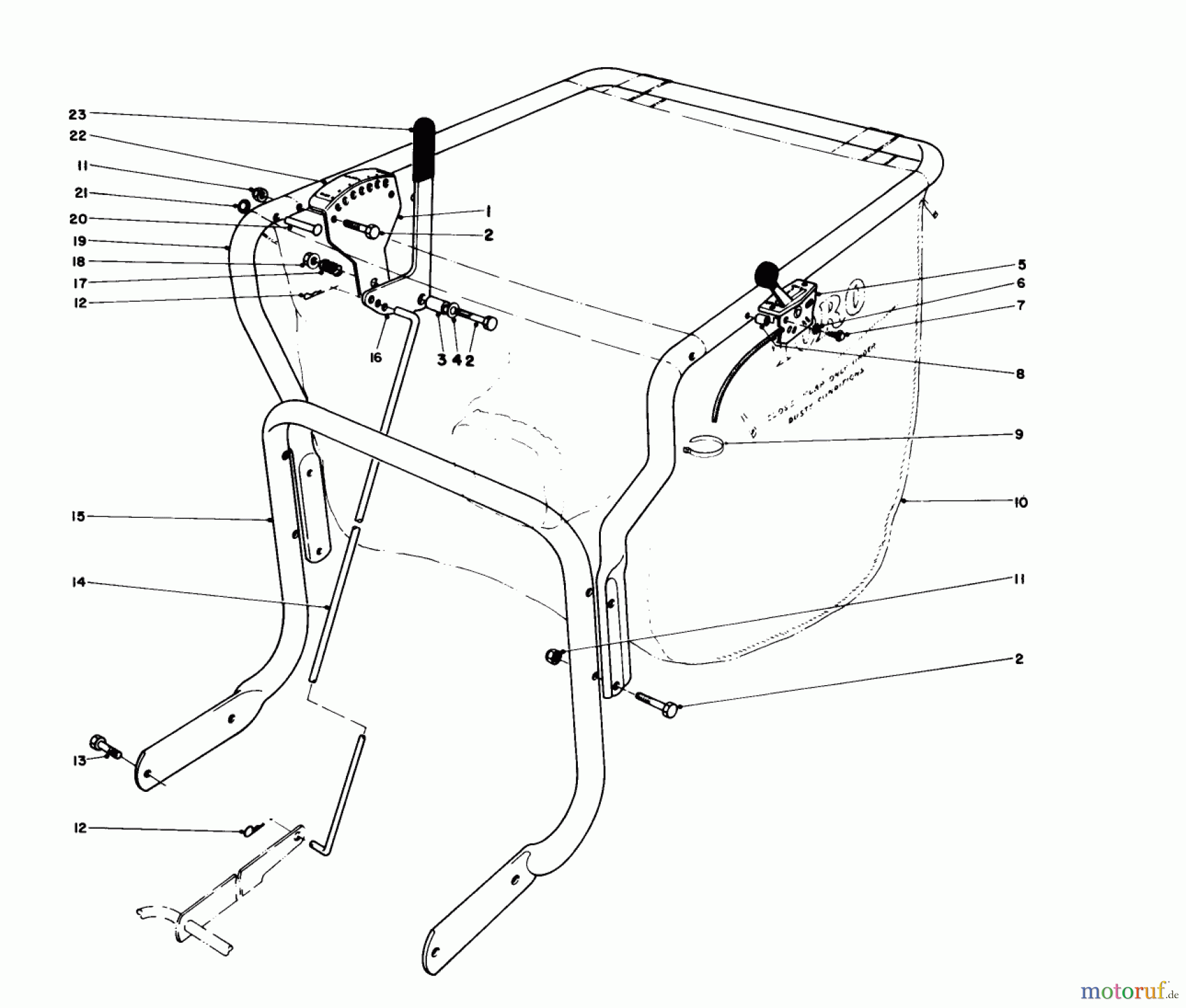  Laubbläser / Laubsauger 62912 - Toro 5 hp Lawn Vacuum (SN: 6000001 - 6999999) (1986) CONTROLS AND HANDLE ASSEMBLY (MODEL 62912)