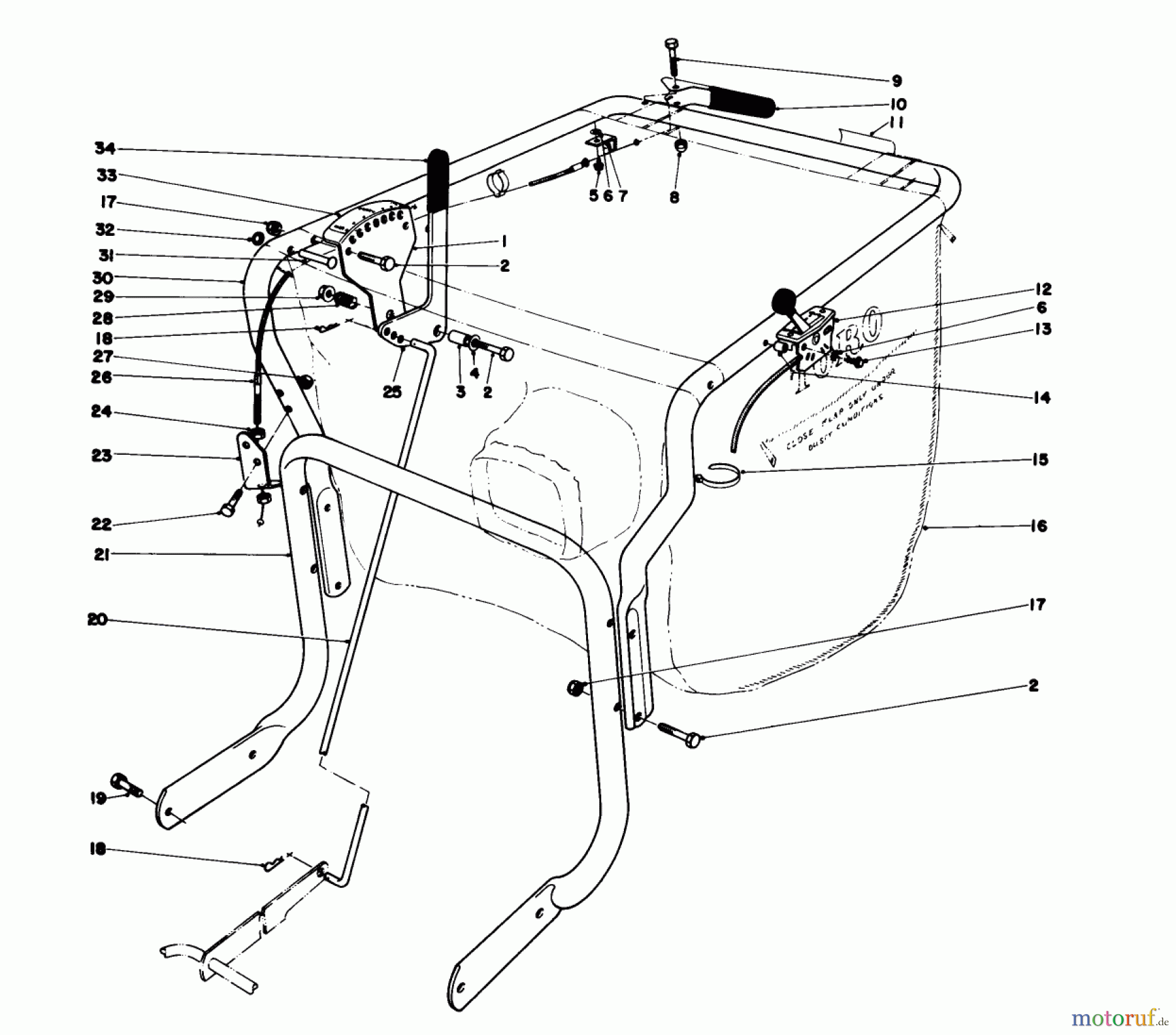  Laubbläser / Laubsauger 62923 - Toro 5 hp Lawn Vacuum (SN: 6000001 - 6999999) (1986) CONTROLS AND HANDLE ASSEMBLY (MODEL 62923)