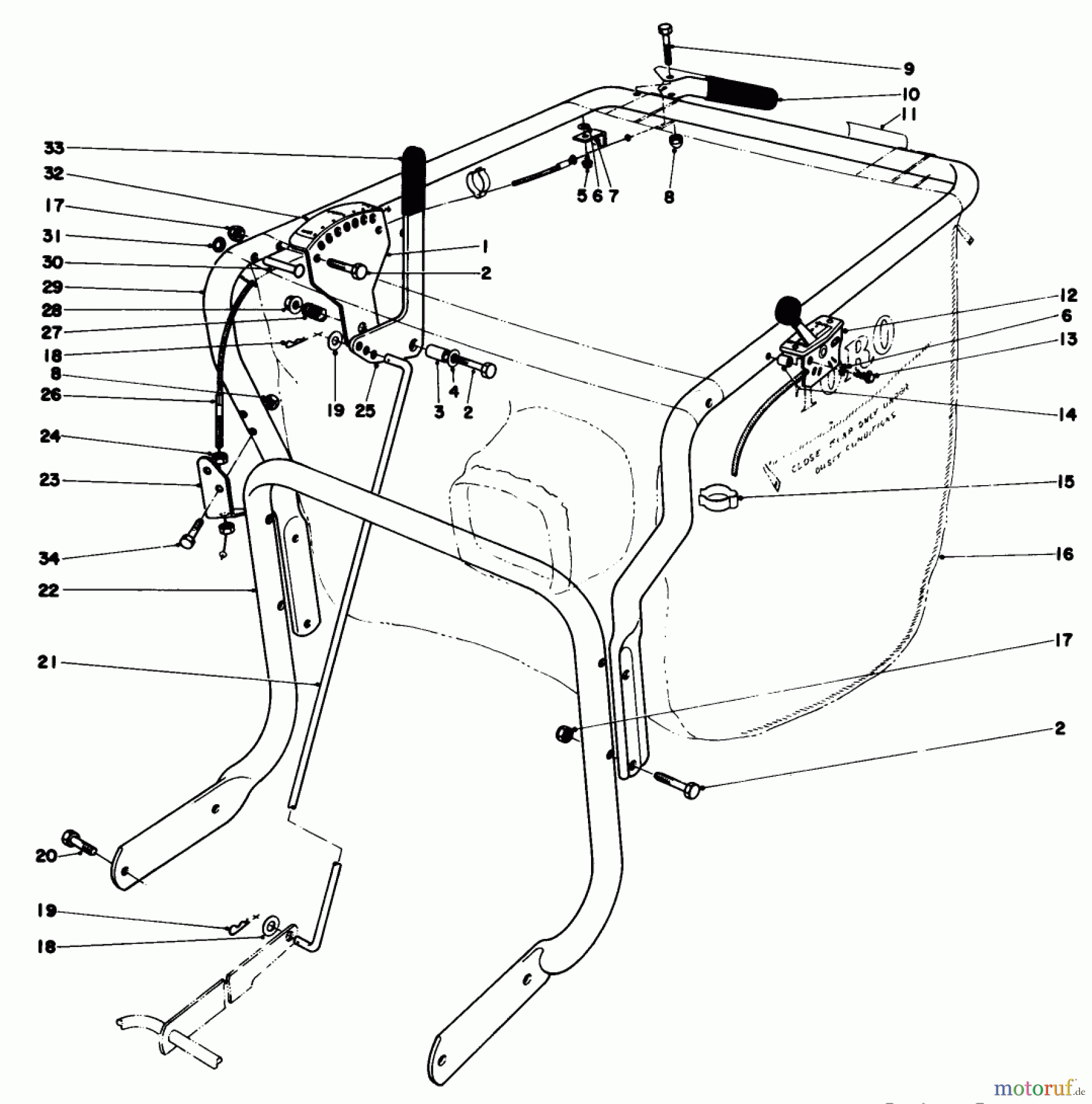  Laubbläser / Laubsauger 62923 - Toro 5 hp Lawn Vacuum (SN: 8000001 - 8999999) (1978) HANDLE ASSEMBLY (MODEL 62923)