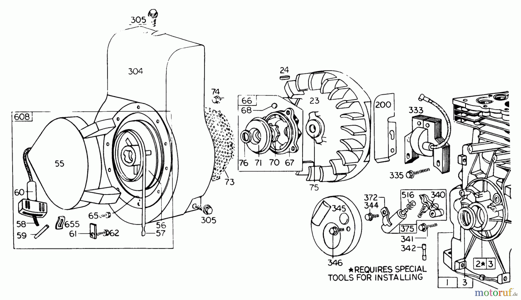  Laubbläser / Laubsauger 62923 - Toro 5 hp Lawn Vacuum (SN: 8000001 - 8999999) (1978) REWIND STARTER