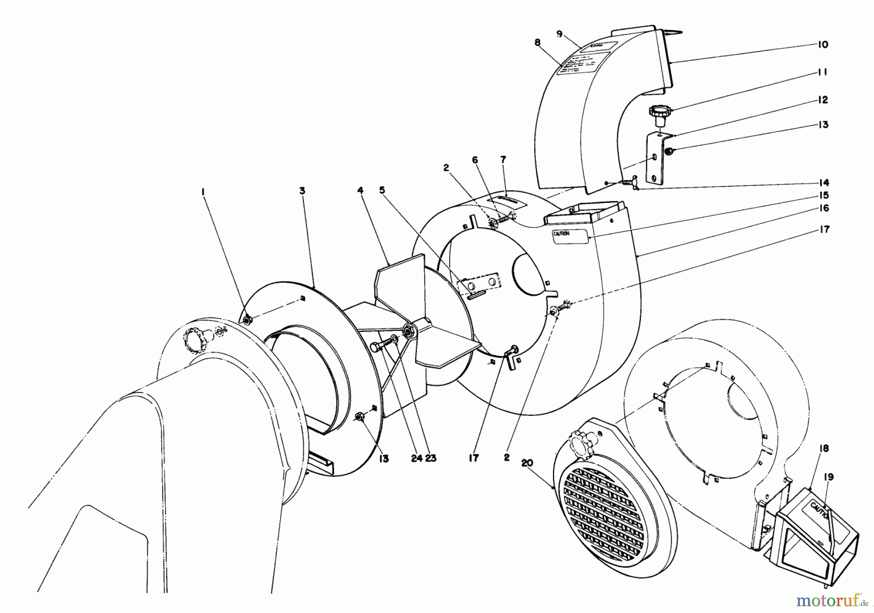  Laubbläser / Laubsauger 62923 - Toro 5 hp Lawn Vacuum (SN: 9000001 - 9999999) (1989) BLOWER ASSEMBLY (MODEL 62912 & 62923)