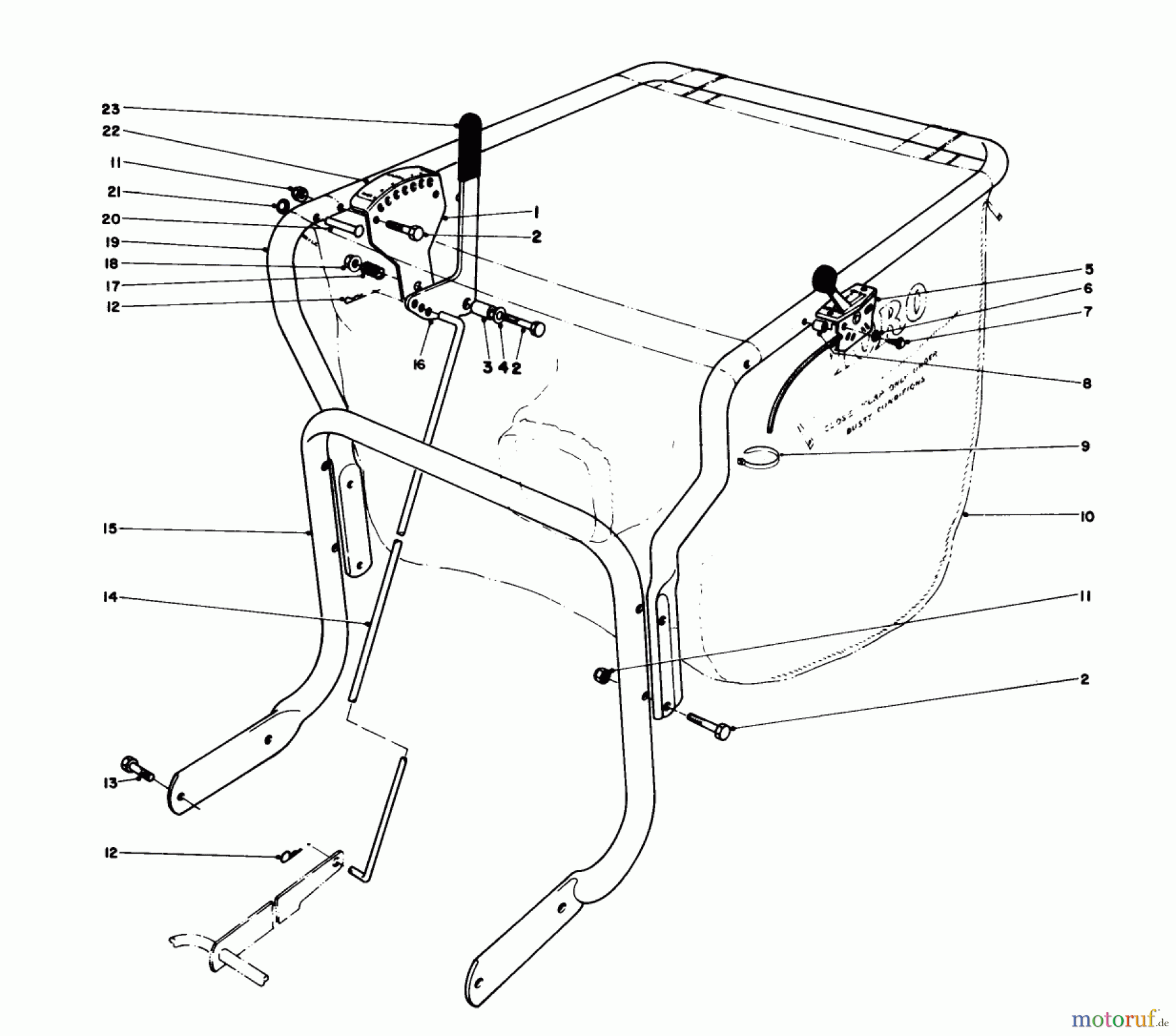  Laubbläser / Laubsauger 62912 - Toro 5 hp Lawn Vacuum (SN: 8000001 - 8999999) (1988) CONTROLS AND HANDLE ASSEMBLY (MODEL 62912)