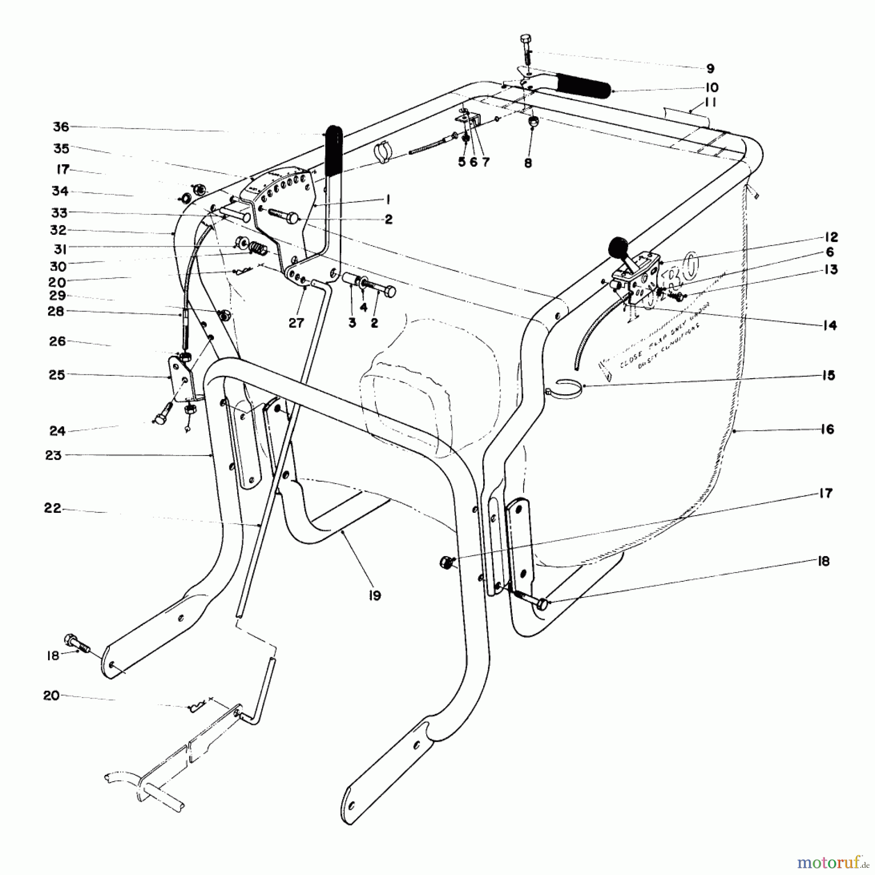  Laubbläser / Laubsauger 62923 - Toro 5 hp Lawn Vacuum (SN: 4900001 - 4999999) (1994) CONTROL & HANDLE ASSEMBLY