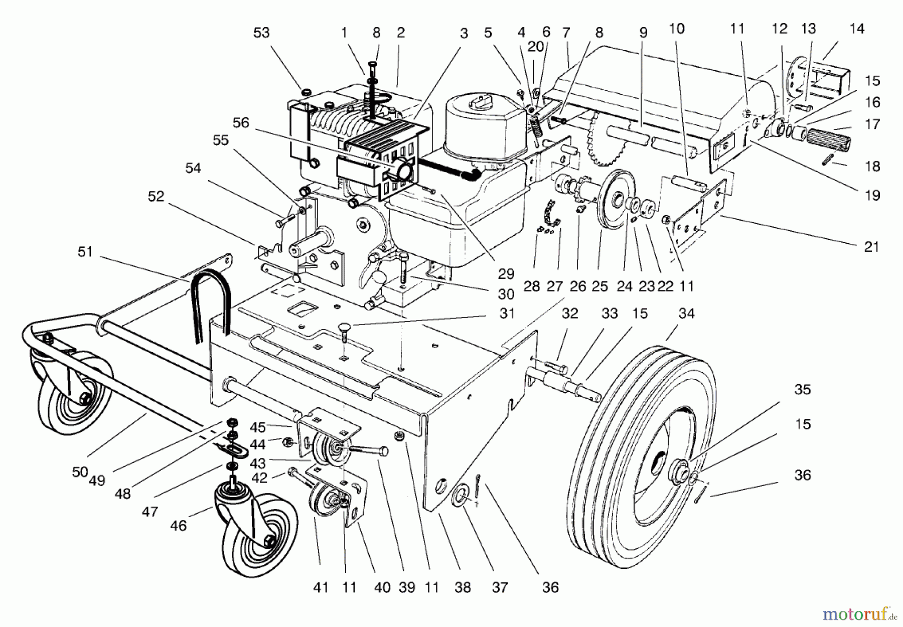  Laubbläser / Laubsauger 62924 - Toro 5 hp Lawn Vacuum (SN: 8900001 - 8999999) (1998) ENGINE & BASE ASSEMBLY
