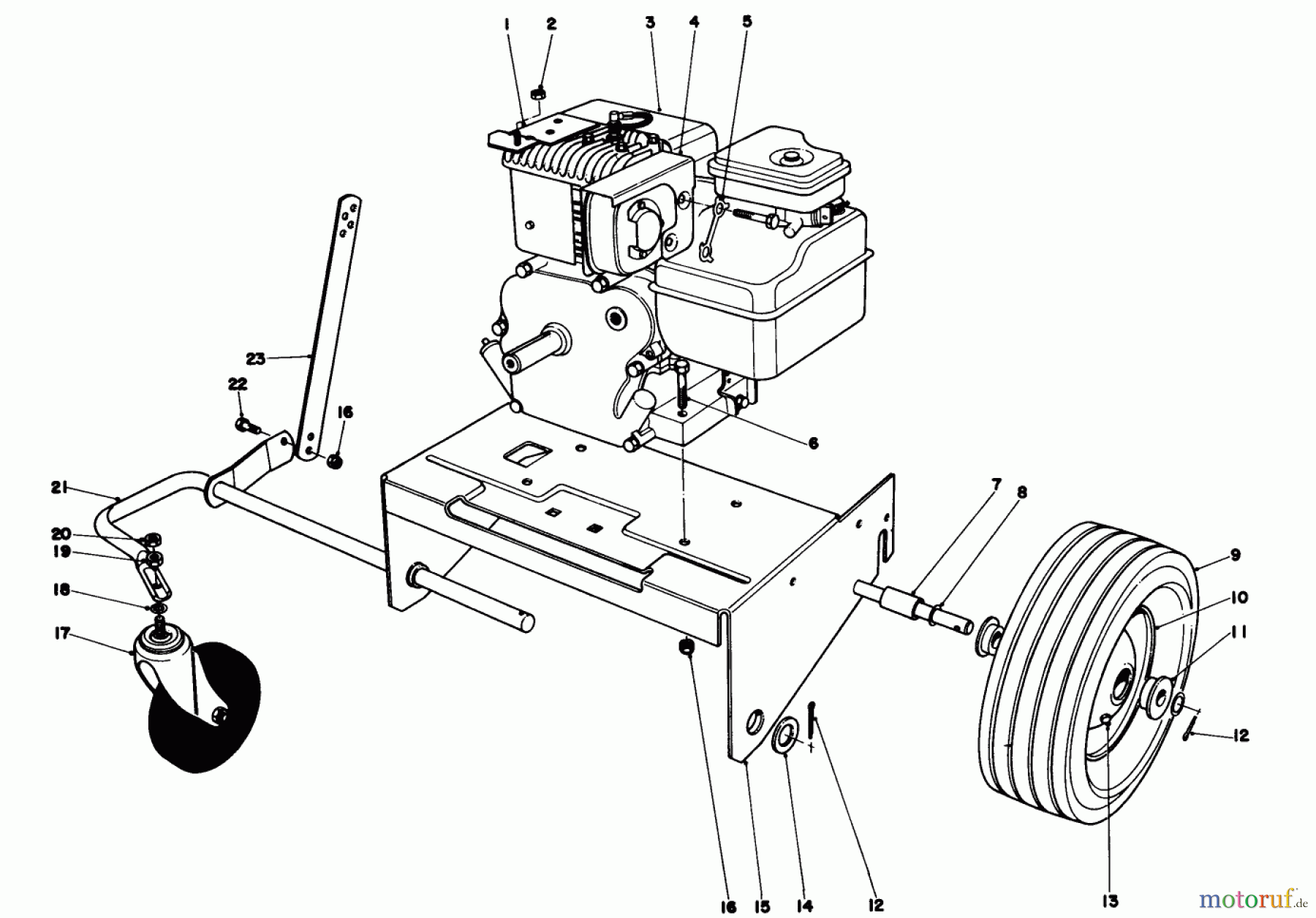  Laubbläser / Laubsauger 62933 - Toro 5 hp Lawn Blower (SN: 0000001 - 0999999) (1980) ENGINE AND BASE ASSEMBLY