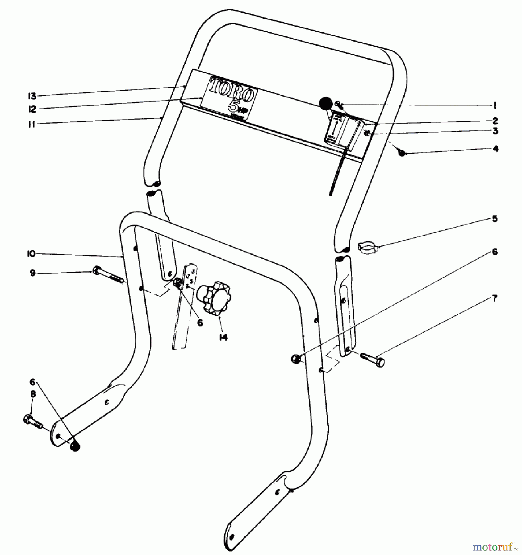  Laubbläser / Laubsauger 62933 - Toro 5 hp Lawn Blower (SN: 0000001 - 0999999) (1980) HANDLE ASSEMBLY