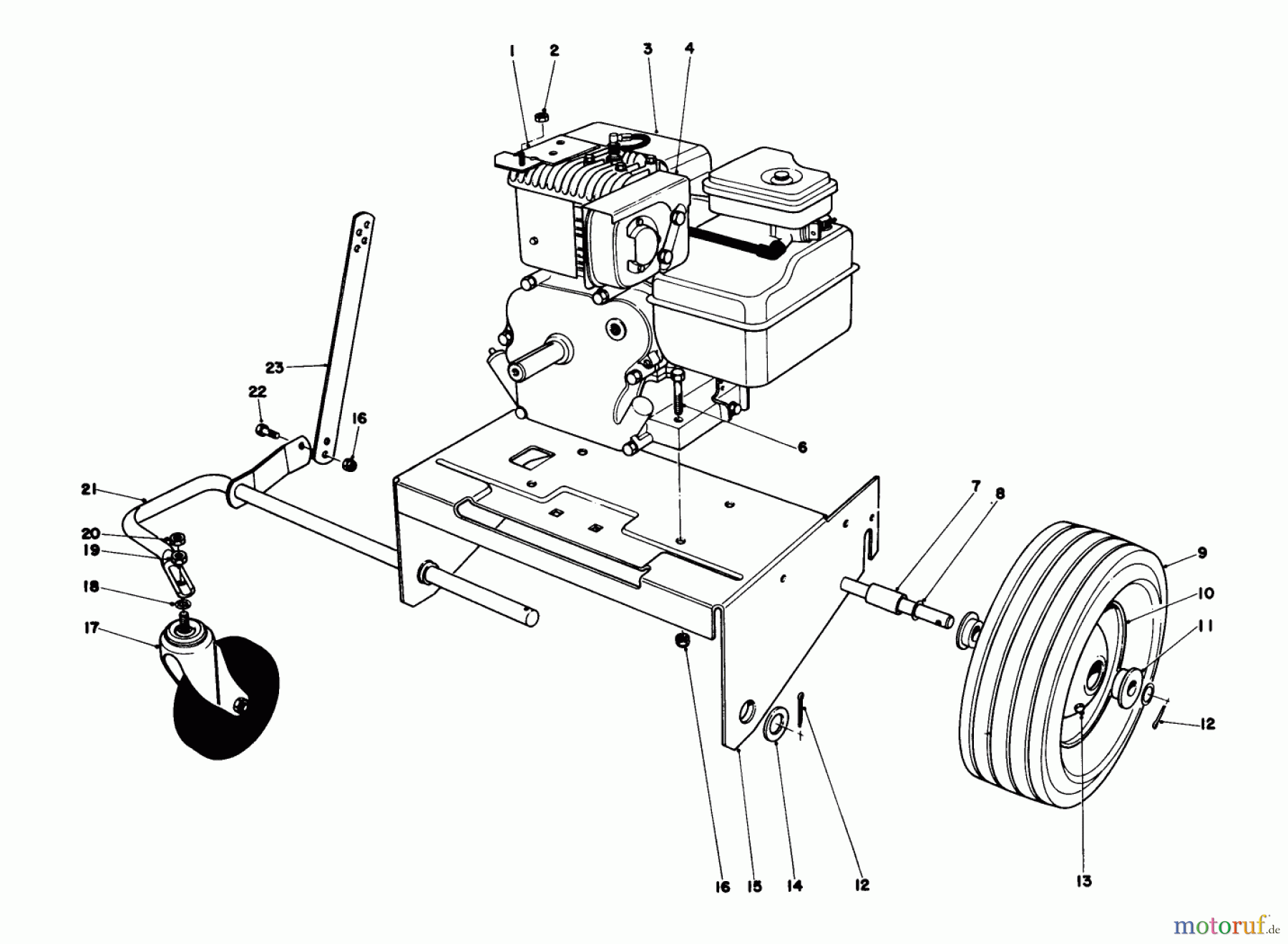  Laubbläser / Laubsauger 62933 - Toro 5 hp Lawn Blower (SN: 3000001 - 3999999) (1983) ENGINE AND BASE ASSEMBLY