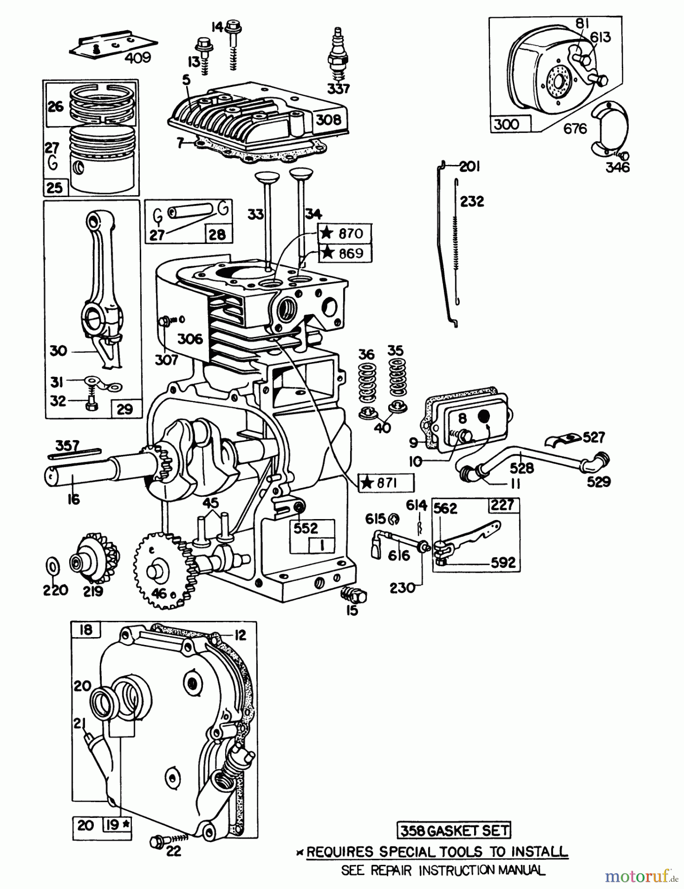  Laubbläser / Laubsauger 62933 - Toro 5 hp Lawn Blower (SN: 1000001 - 1999999) (1981) ENGINE MODEL NO. 130202 TYPE 0600-01 BRIGGS & STRATTON