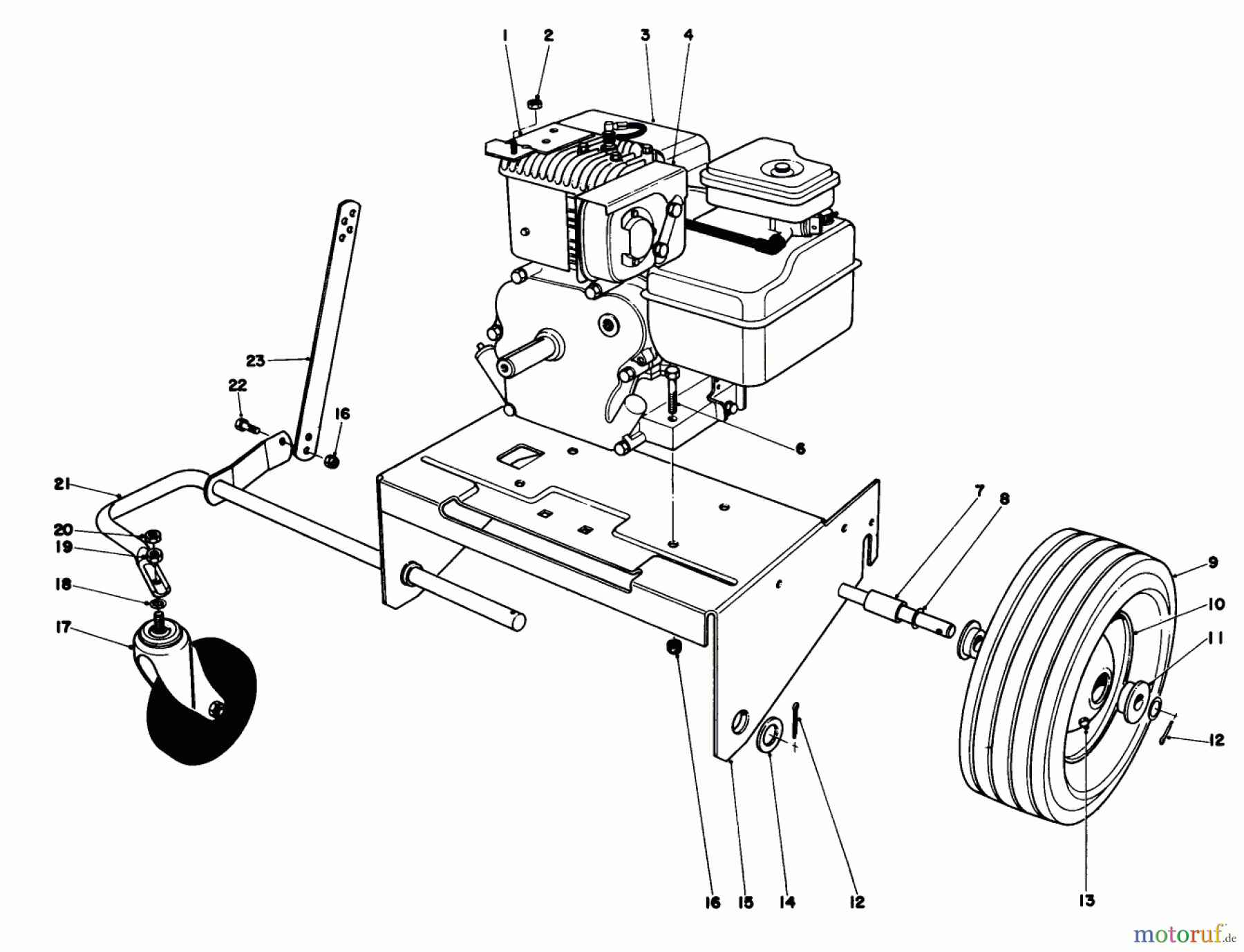  Laubbläser / Laubsauger 62933 - Toro 5 hp Lawn Blower (SN: 4000001 - 4999999) (1984) ENGINE AND BASE ASSEMBLY