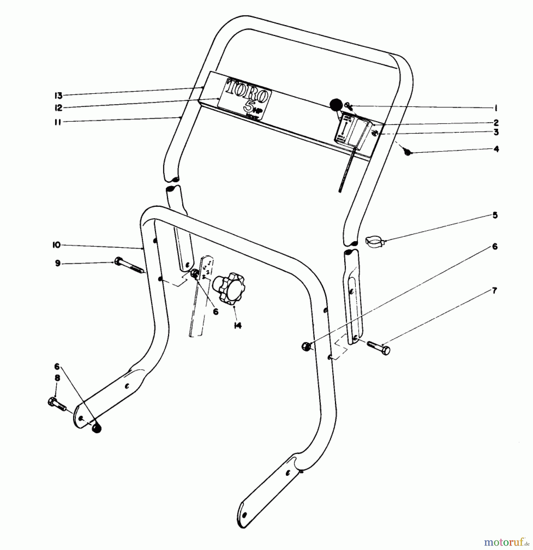  Laubbläser / Laubsauger 62933 - Toro 5 hp Lawn Blower (SN: 4000001 - 4999999) (1984) HANDLE ASSEMBLY