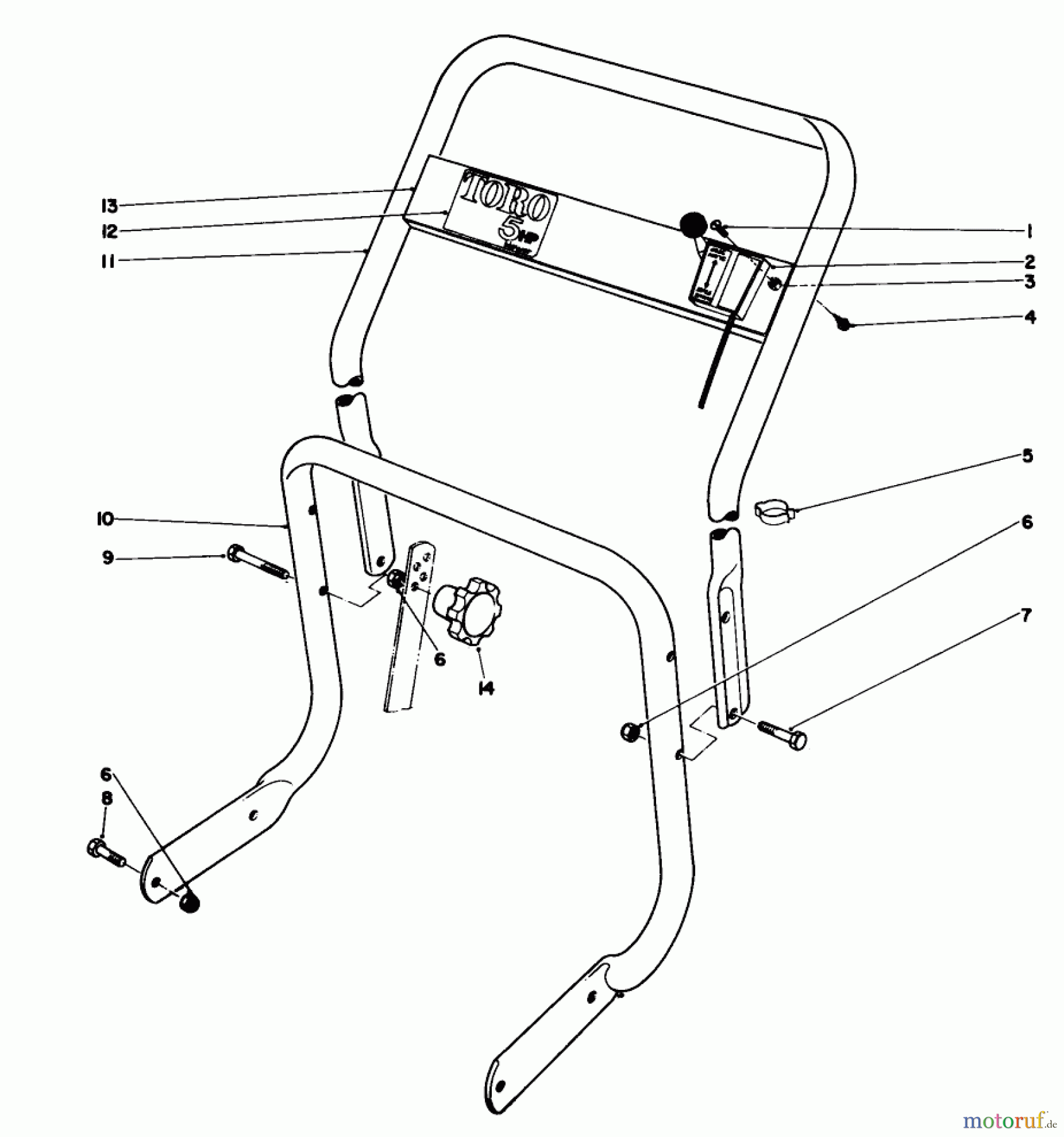  Laubbläser / Laubsauger 62933 - Toro 5 hp Lawn Blower (SN: 7000001 - 7999999) (1977) HANDLE ASSEMBLY