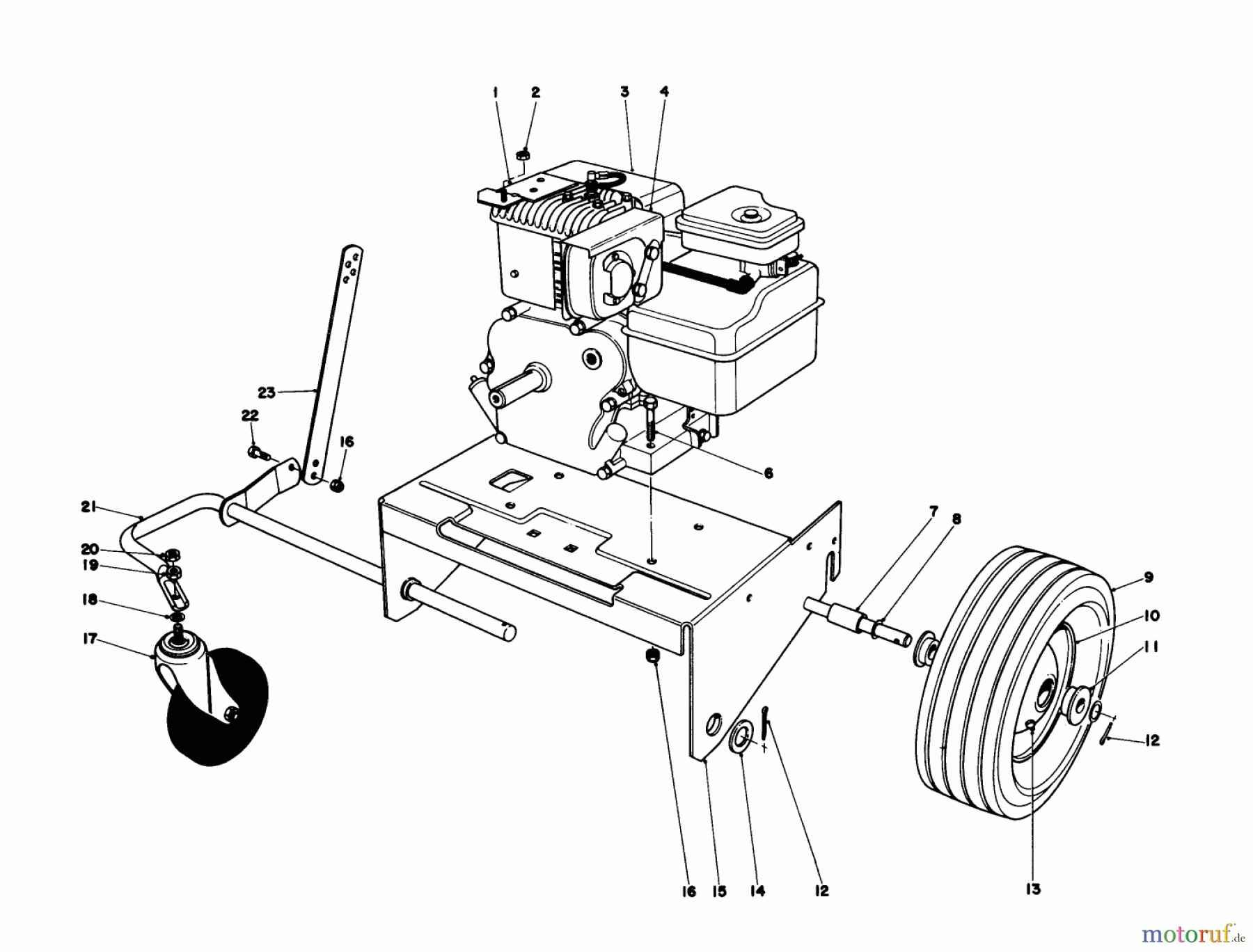  Laubbläser / Laubsauger 62933 - Toro 5 hp Lawn Blower (SN: 5000001 - 5999999) (1985) ENGINE AND BASE ASSEMBLY