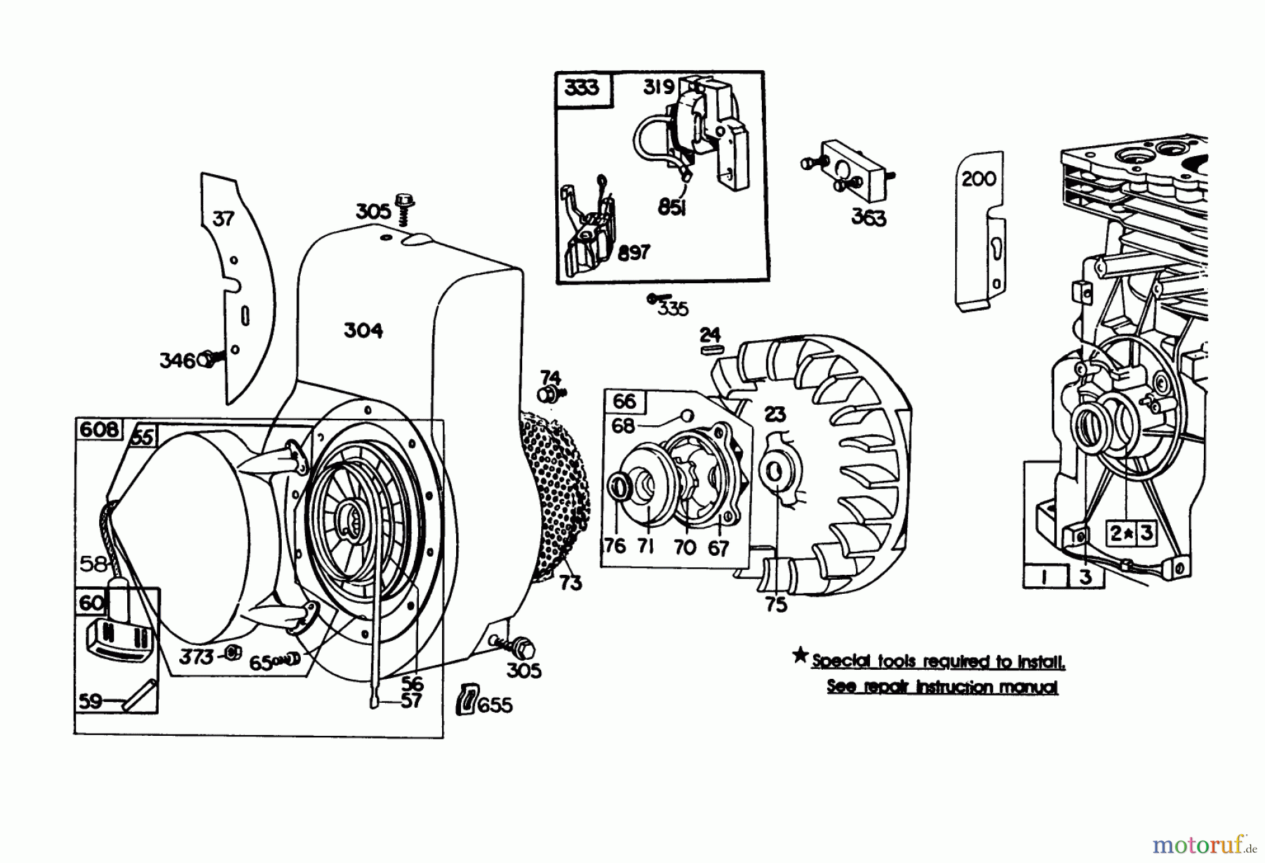  Laubbläser / Laubsauger 62933 - Toro 5 hp Lawn Blower (SN: 5000001 - 5999999) (1985) ENGINE BRIGGS & STRATTON MODEL NO. 130202-1610-01