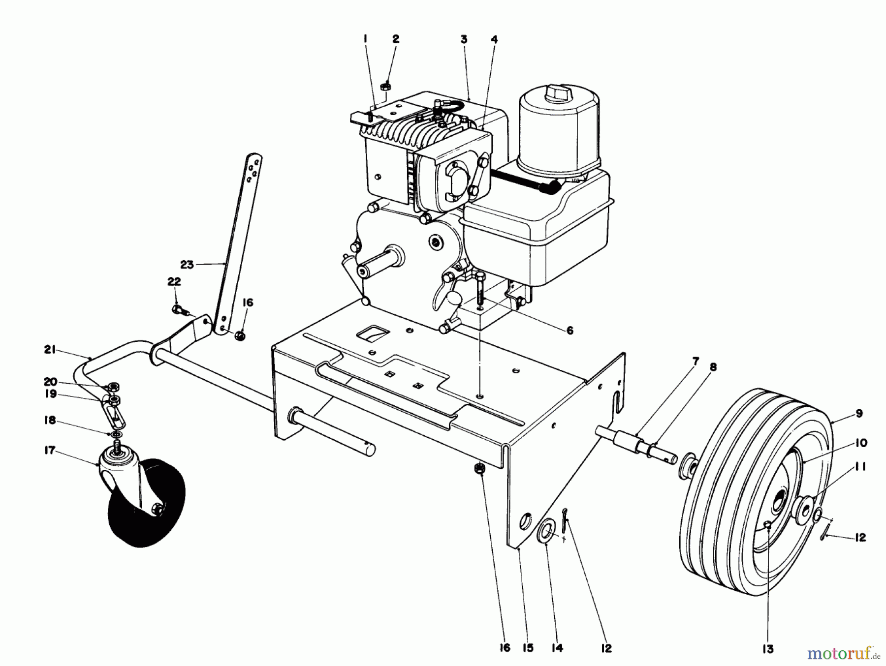  Laubbläser / Laubsauger 62933 - Toro 5 hp Lawn Blower (SN: 8000001 - 8999999) (1988) ENGINE AND BASE ASSEMBLY