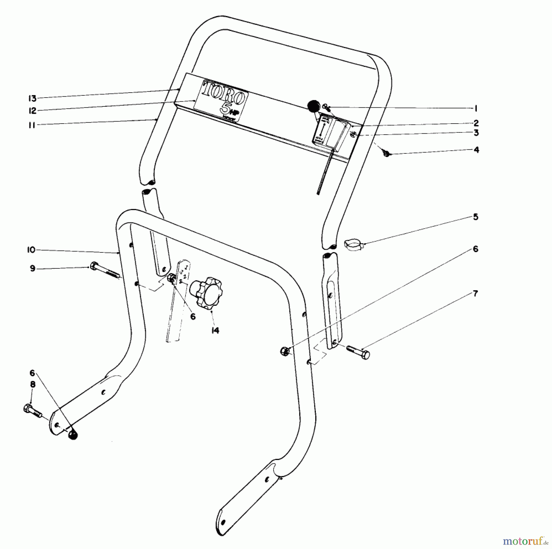  Laubbläser / Laubsauger 62933 - Toro 5 hp Lawn Blower (SN: 8000001 - 8999999) (1978) HANDLE ASSEMBLY