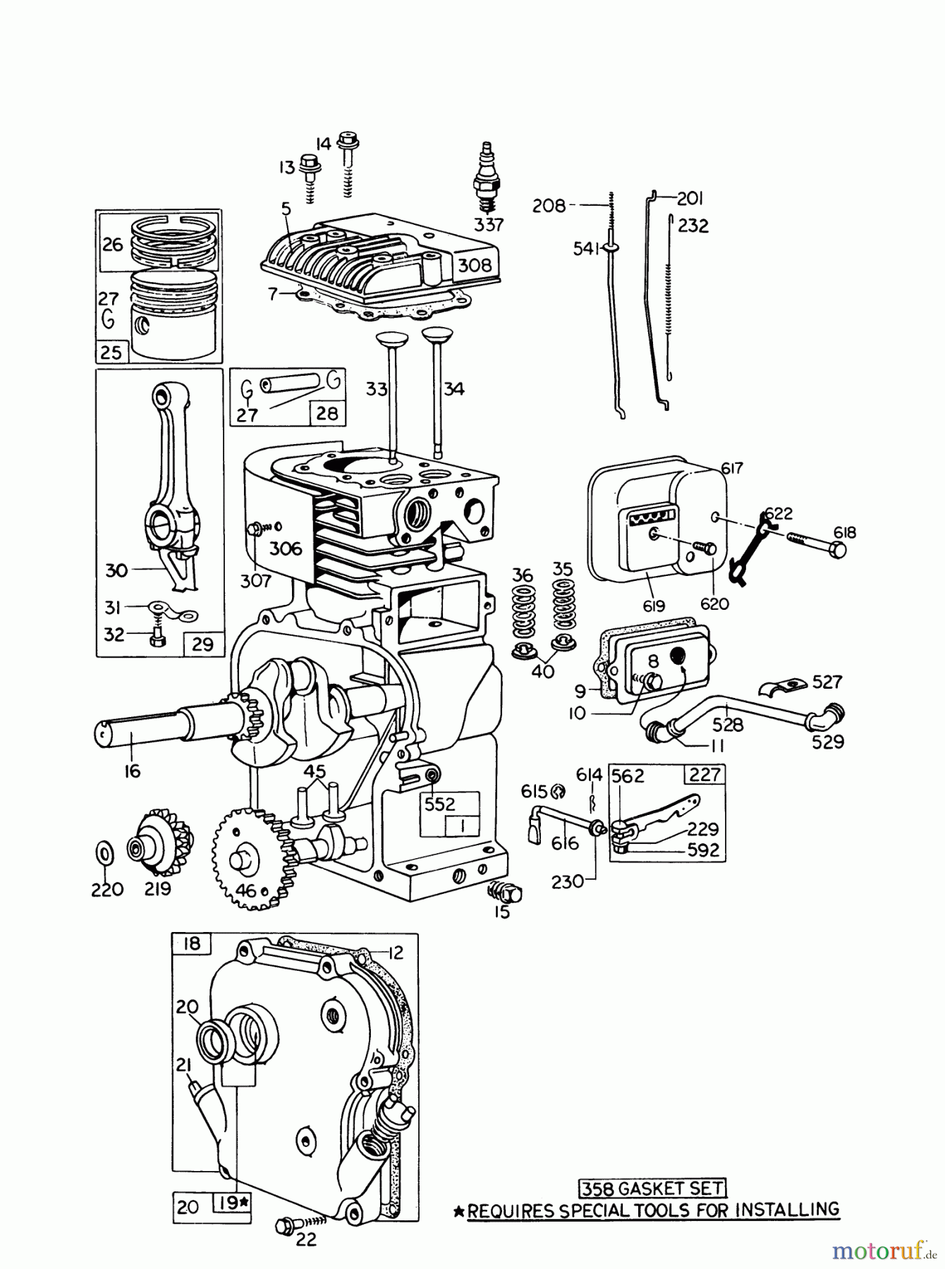  Laubbläser / Laubsauger 62933 - Toro 5 hp Lawn Blower (SN: 9000001 - 9999999) (1979) ENGINE MODEL NO. 130202 TYPE 0600-01 BRIGGS & STRATTON