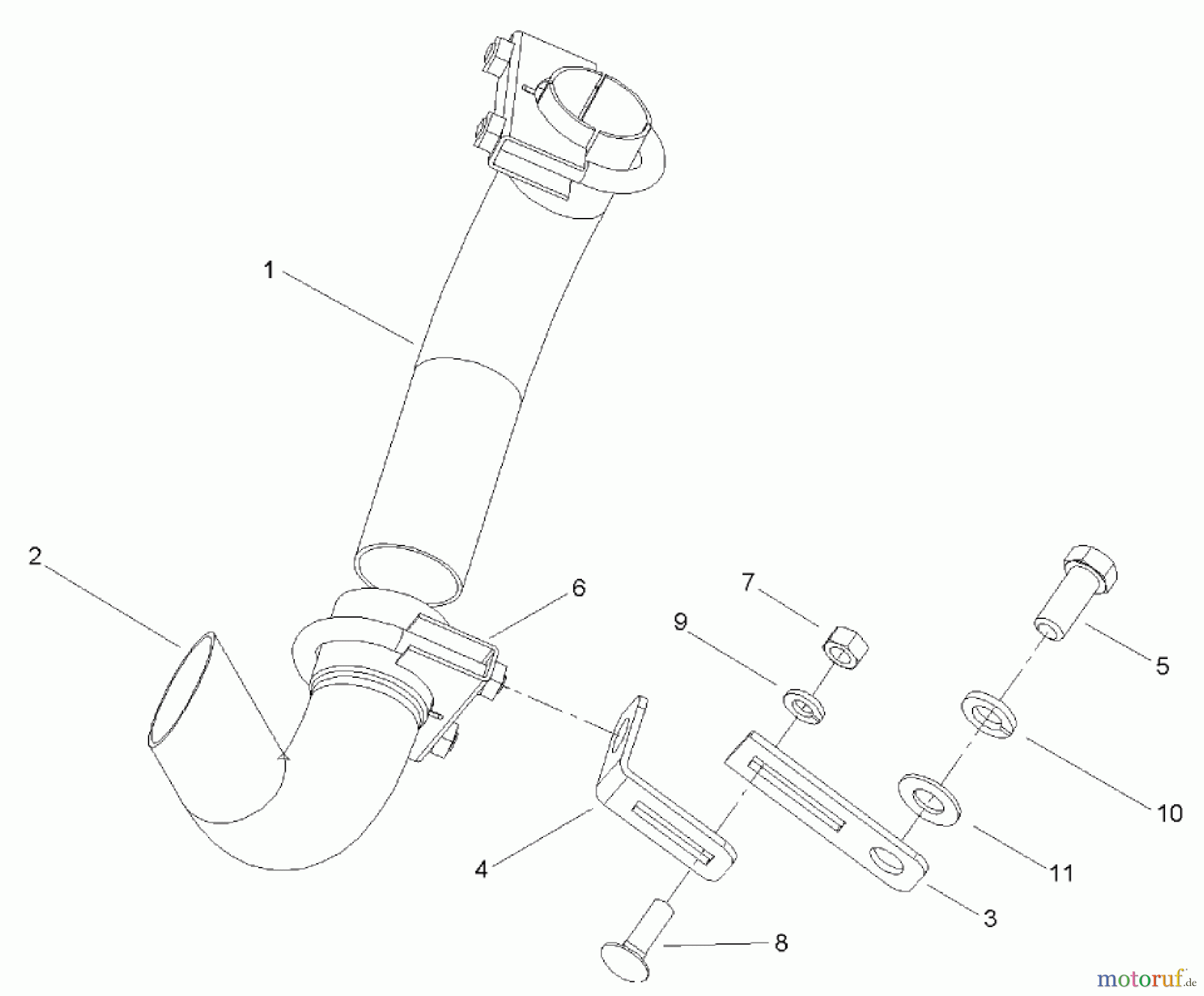  Compact Utility Attachments 105-8400 - Toro Replacement Exhaust Pipe Kit, Dingo Model 22300 Compact Utility Loader EXHAUST PIPE ASSEMBLY