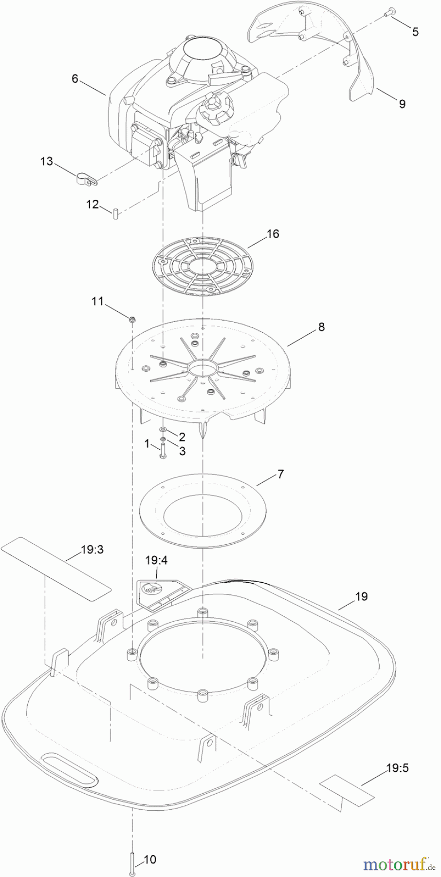  Rasenmäher 02600 - Toro HoverPro 400 Machine (SN: 314000001 - 314999999) (2014) ENGINE AND DECK ASSEMBLY