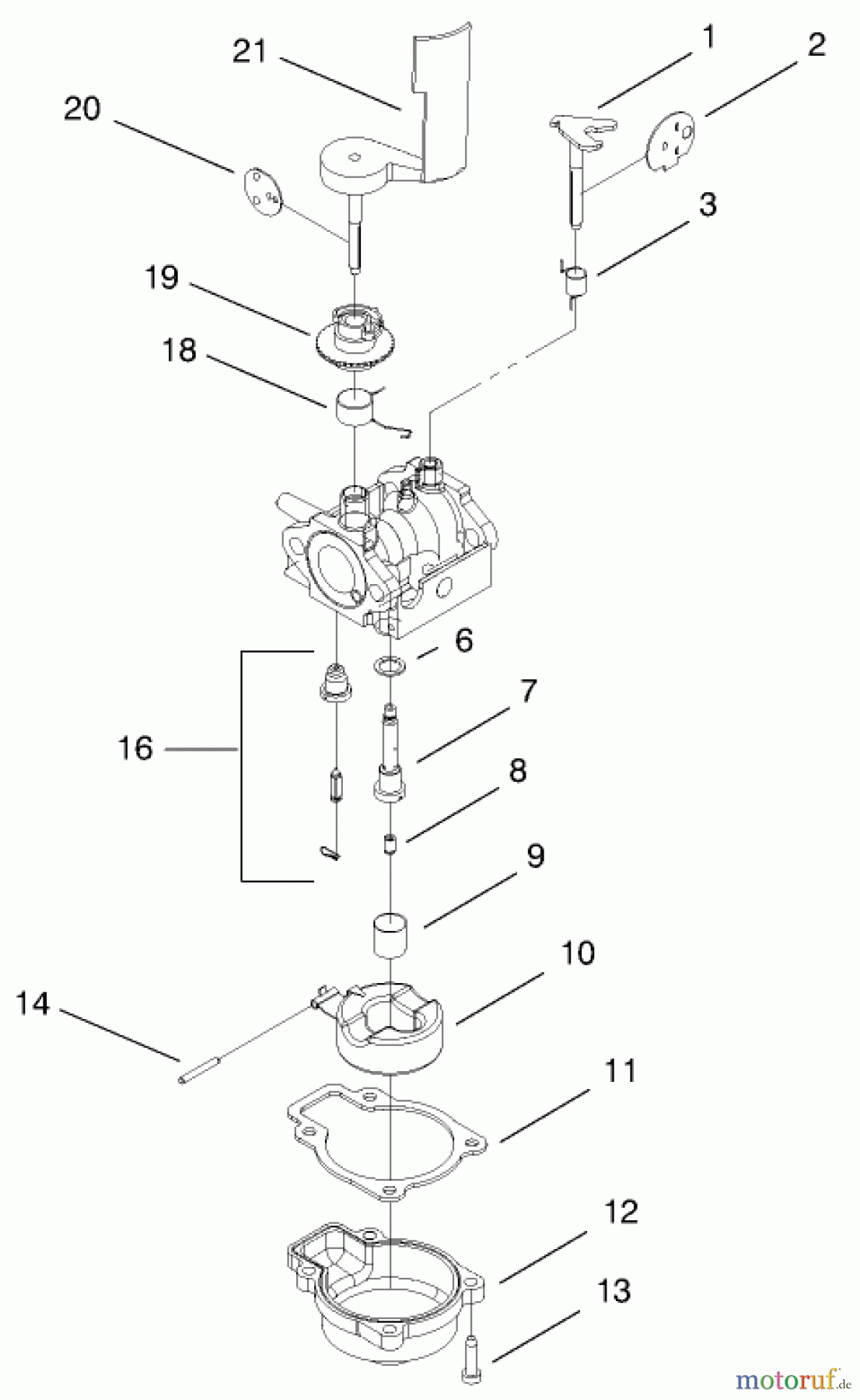  Rasenmäher 11003 - Toro 53cm Walk-Behind Mower (SN: 9900001 - 9999999) (1999) CARBURETOR ASSEMBLY