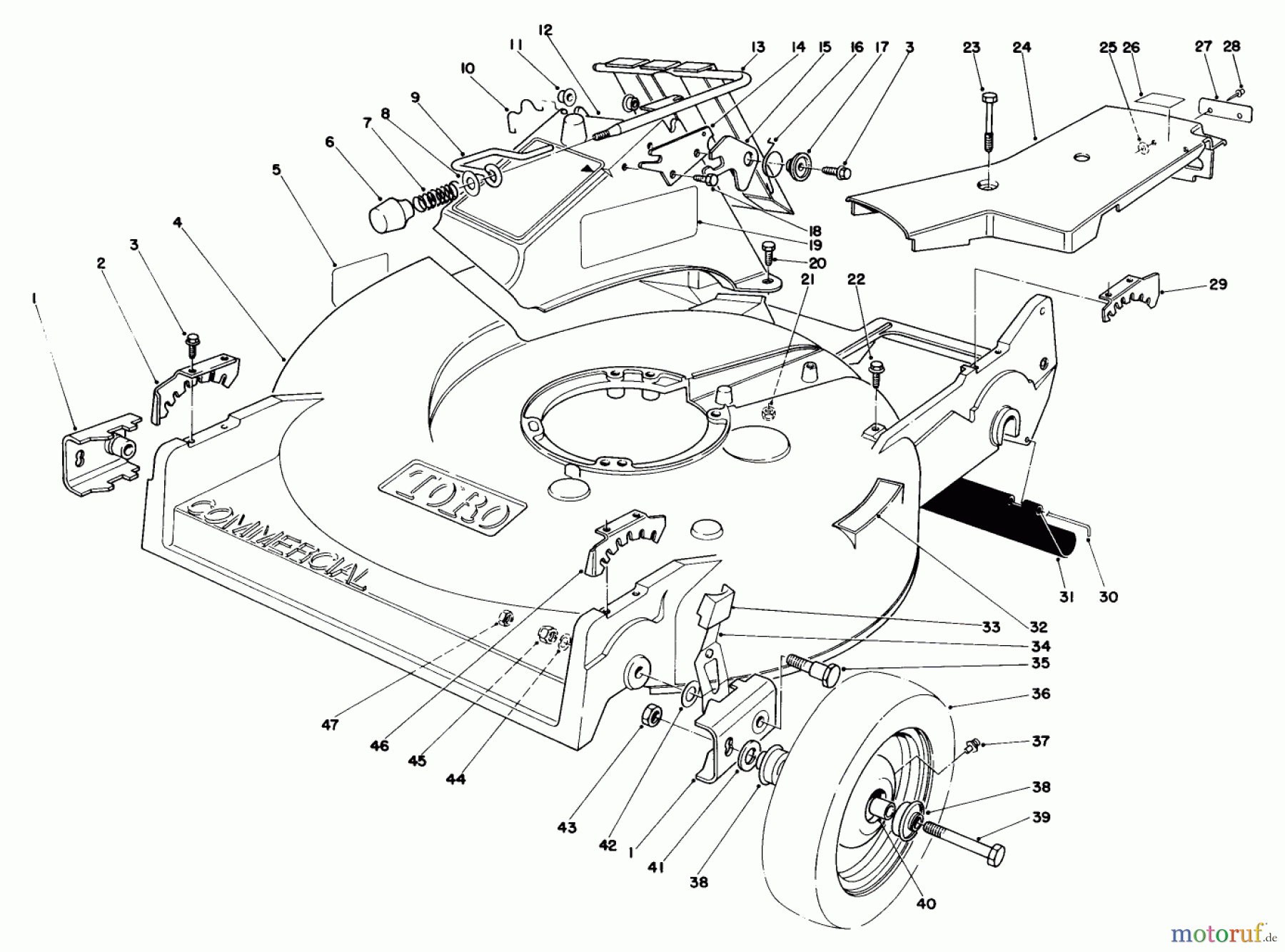  Rasenmäher 22015 - Toro Walk-Behind Mower (SN: 3000001 - 3999999) (1983) HOUSING ASSEMBLY (MODEL 22020)