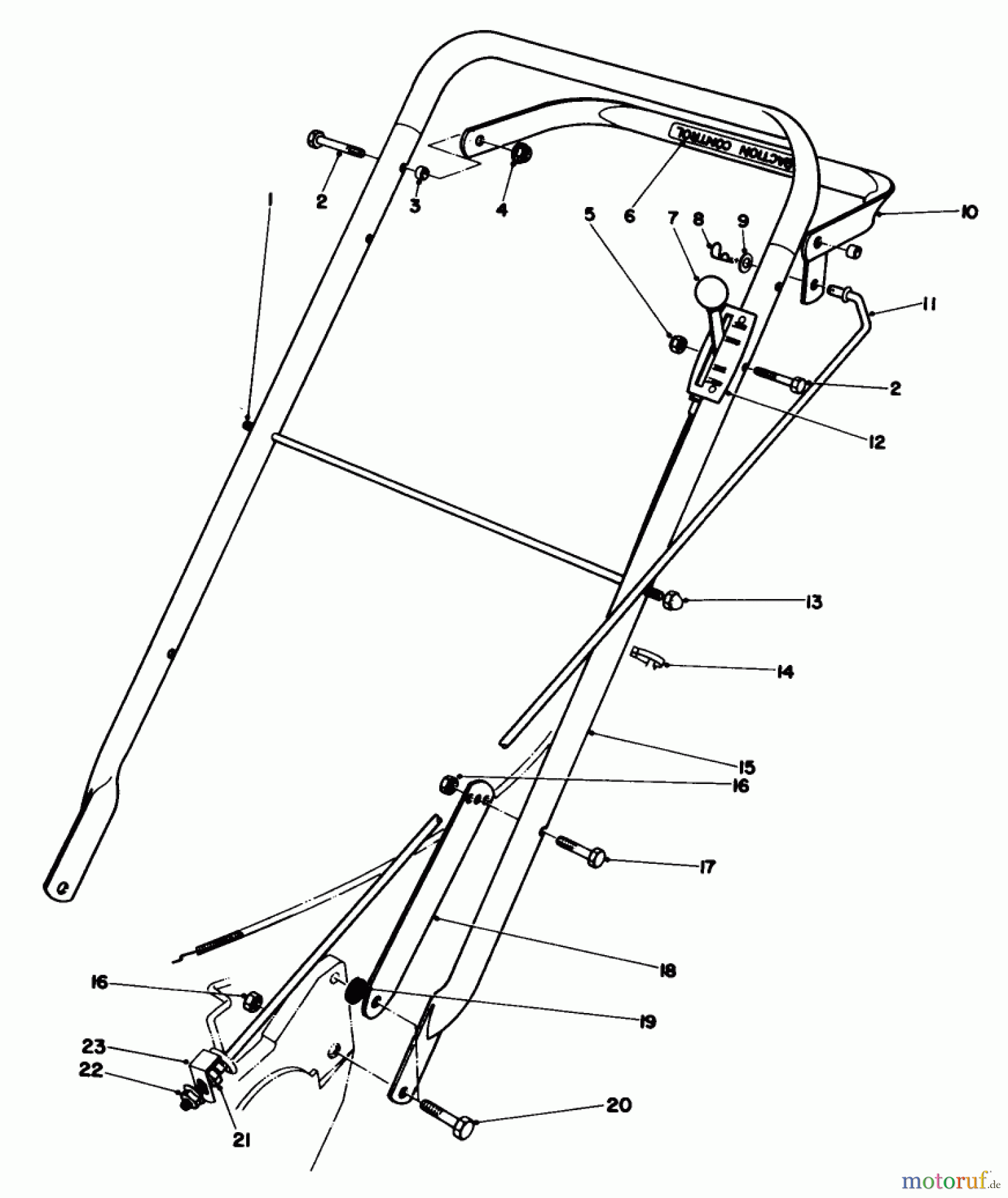  Rasenmäher 22015 - Toro Walk-Behind Mower (SN: 4000001 - 4999999) (1984) HANDLE ASSEMBLY (MODEL 22020)