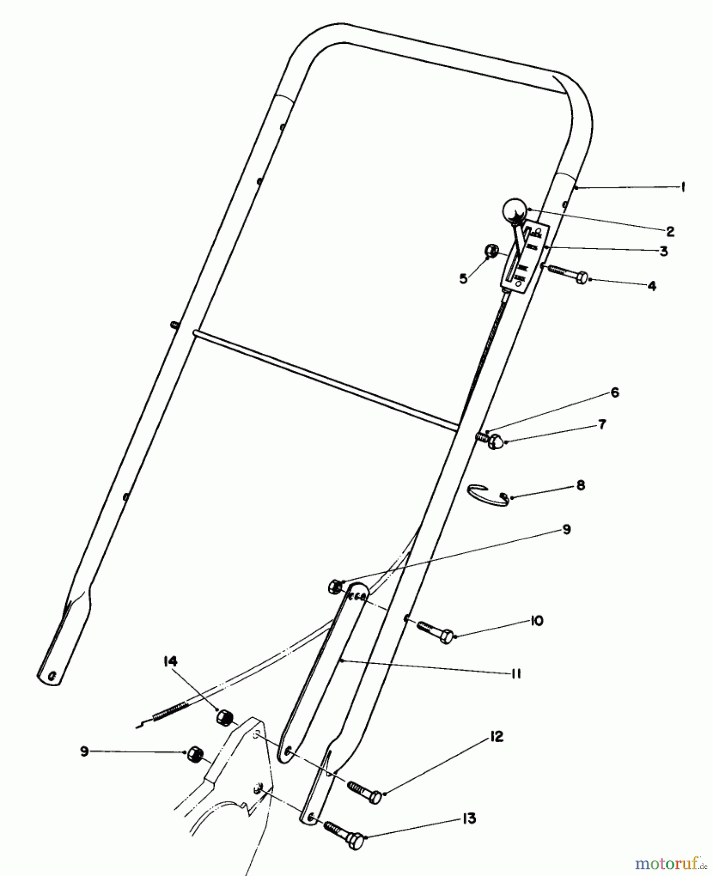  Rasenmäher 22020 - Toro Walk-Behind Mower (SN: 6000001 - 6999999) (1986) HANDLE ASSEMBLY (MODEL 22015)