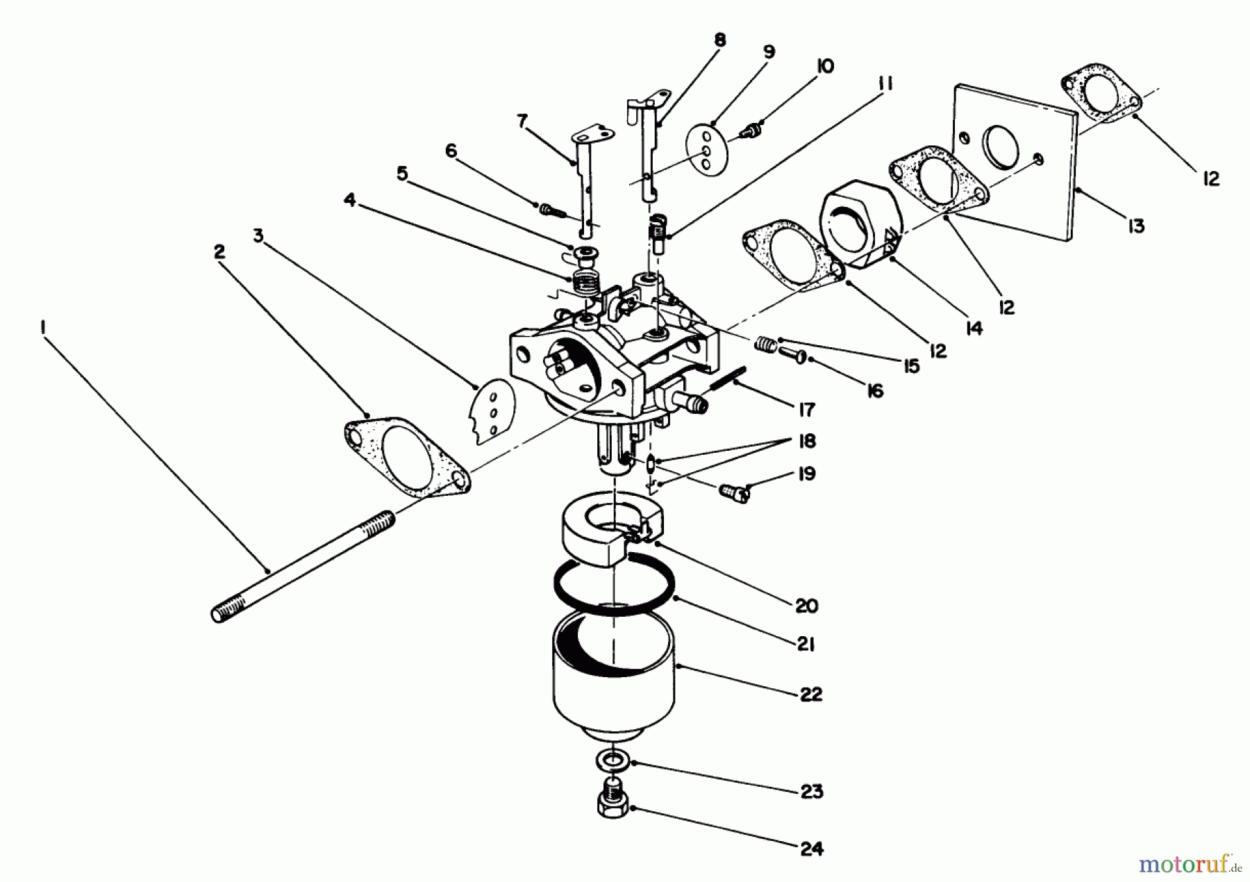  Rasenmäher 22025 - Toro Walk-Behind Mower (SN: 1000001 - 1999999) (1991) CARBURETOR ASSEMBLY (MODEL NO. 47PL0-3)