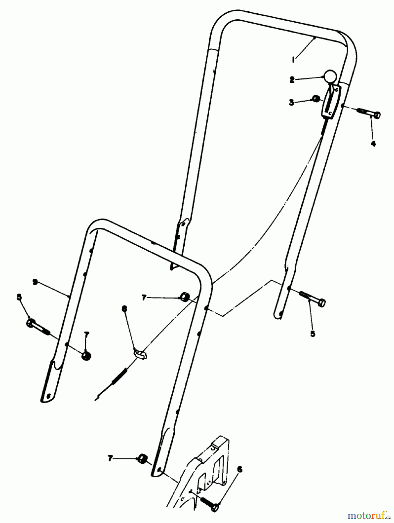  Rasenmäher 22025 - Toro Walk-Behind Mower (SN: 6000001 - 6999999) (1986) HANDLE ASSEMBLY