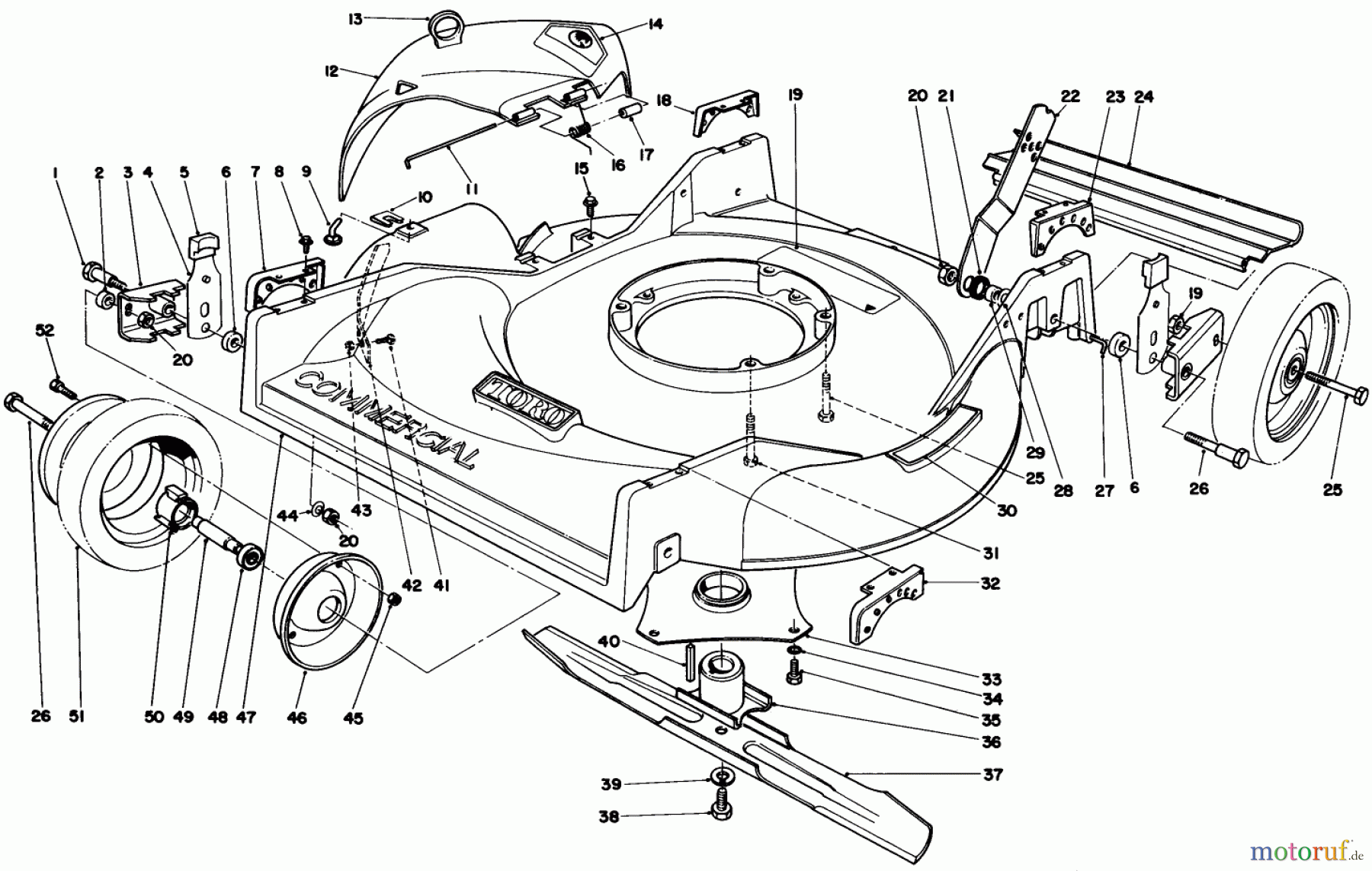  Rasenmäher 22025 - Toro Walk-Behind Mower (SN: 7000001 - 7999999) (1987) HOUSING ASSEMBLY