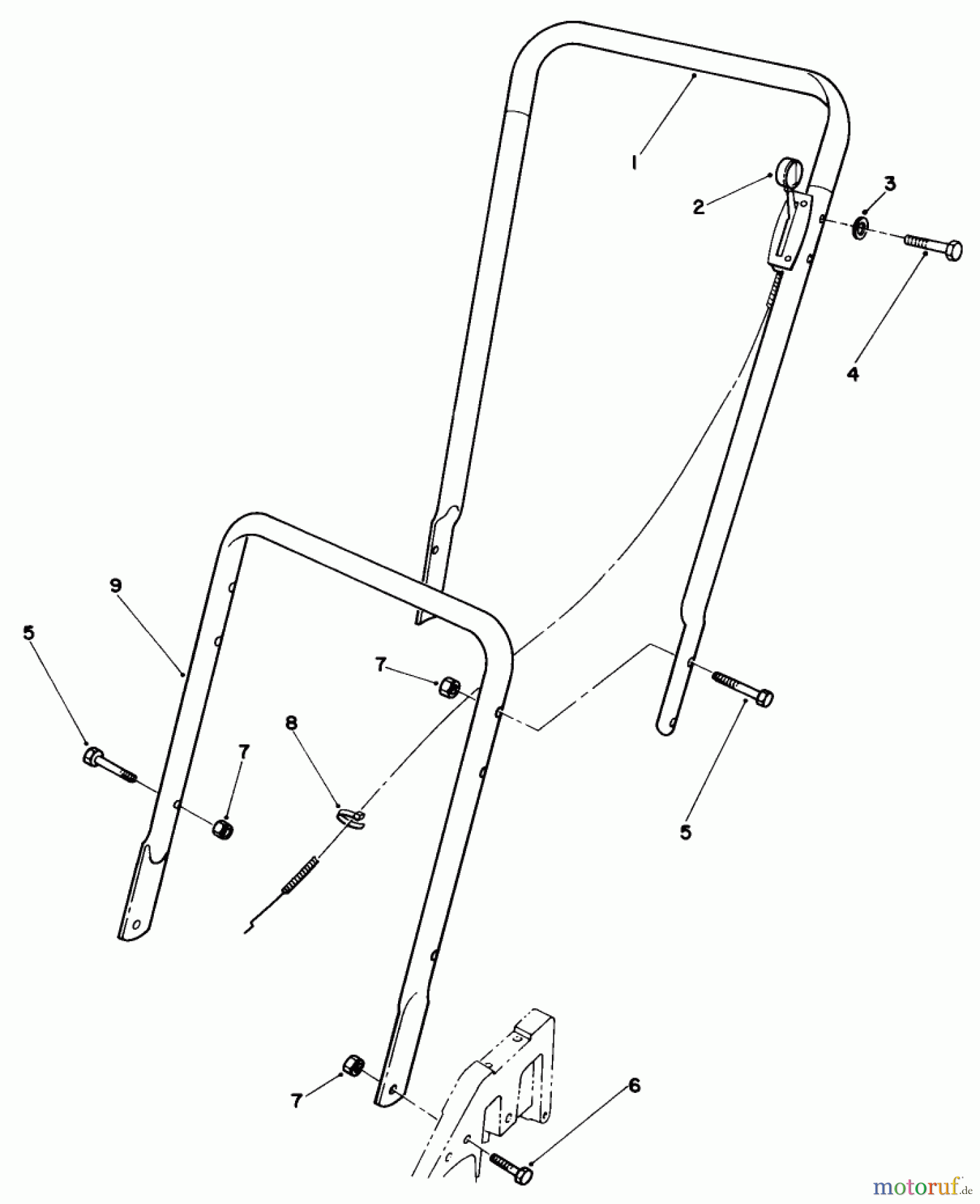  Rasenmäher 22025 - Toro Walk-Behind Mower (SN: 8000001 - 8999999) (1988) HANDLE ASSEMBLY