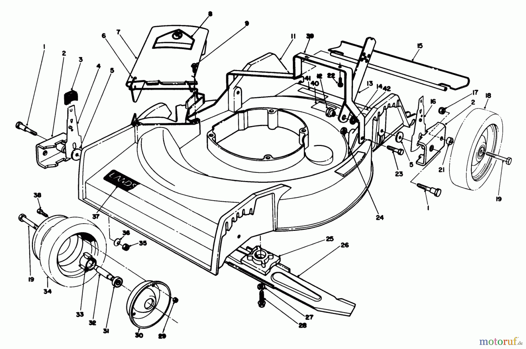  Rasenmäher 22025 - Toro Walk-Behind Mower (SN: 8000001 - 8999999) (1988) HOUSING ASSEMBLY