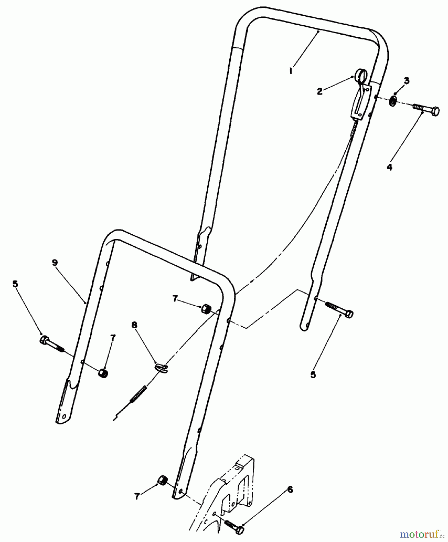  Rasenmäher 22025C - Toro Walk-Behind Mower (SN: 8000001 - 8999999) (1988) HANDLE ASSEMBLY