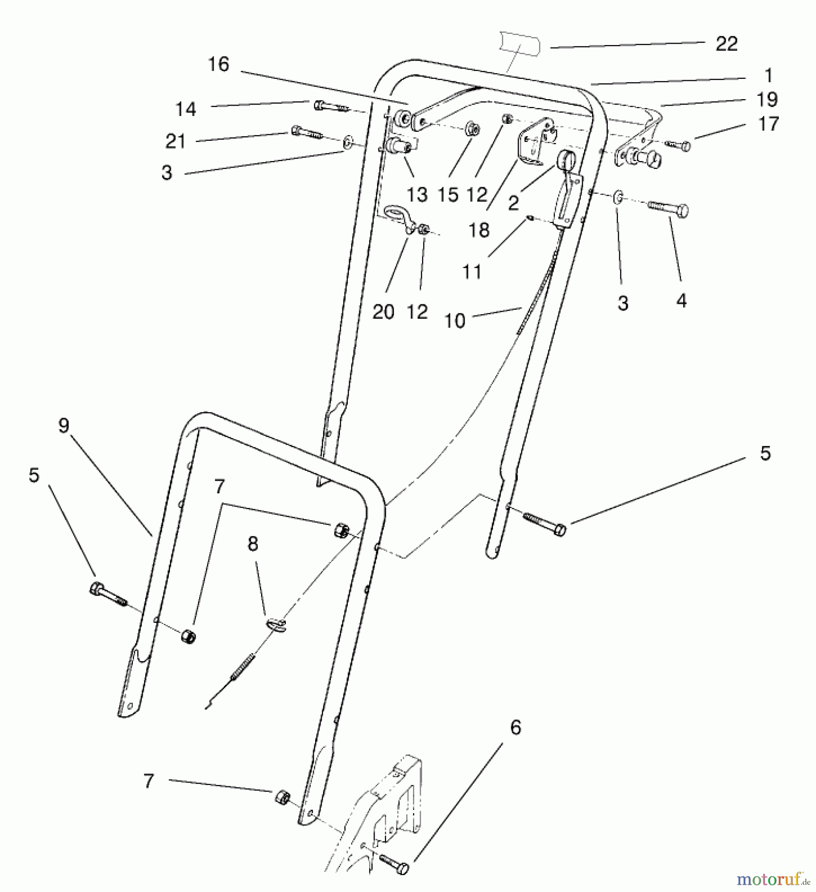  Rasenmäher 22026 - Toro Side Discharge Mower (SN: 220000001 - 220999999) (2002) HANDLE ASSEMBLY