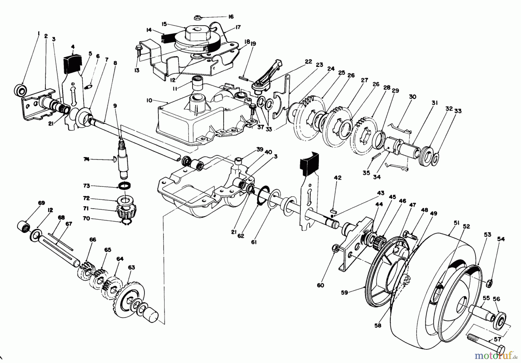  Rasenmäher 22030 - Toro Walk-Behind Mower (SN: 0000001 - 0999999) (1990) GEAR CASE ASSEMBLY (MODEL 22035)