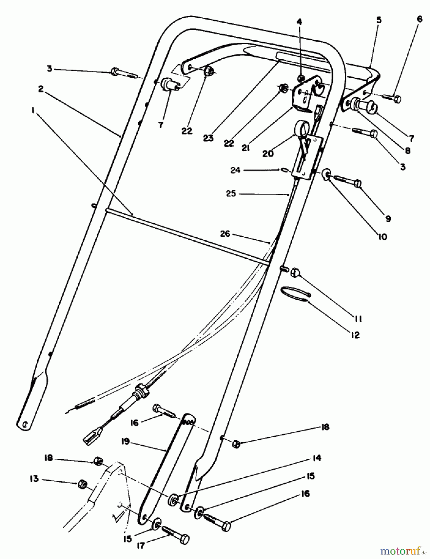  Rasenmäher 22035 - Toro Walk-Behind Mower (SN: 0000001 - 0999999) (1990) HANDLE ASSEMBLY (MODEL 22035)