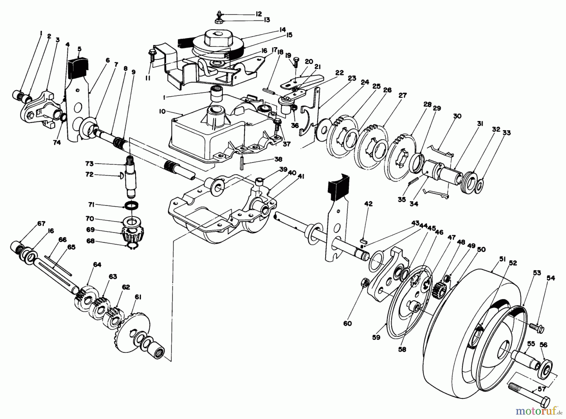  Rasenmäher 22035 - Toro Walk-Behind Mower (SN: 5000001 - 5999999) (1985) GEAR CASE ASSEMBLY (MODEL 22035 CONTINUED)