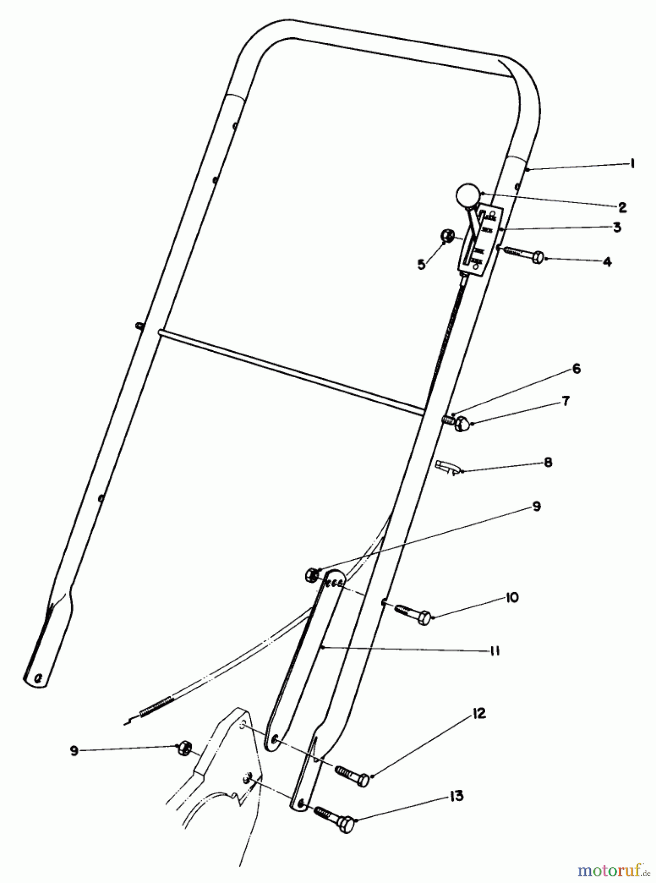  Rasenmäher 22035 - Toro Walk-Behind Mower (SN: 5000001 - 5999999) (1985) HANDLE ASSEMBLY (MODEL 22030)