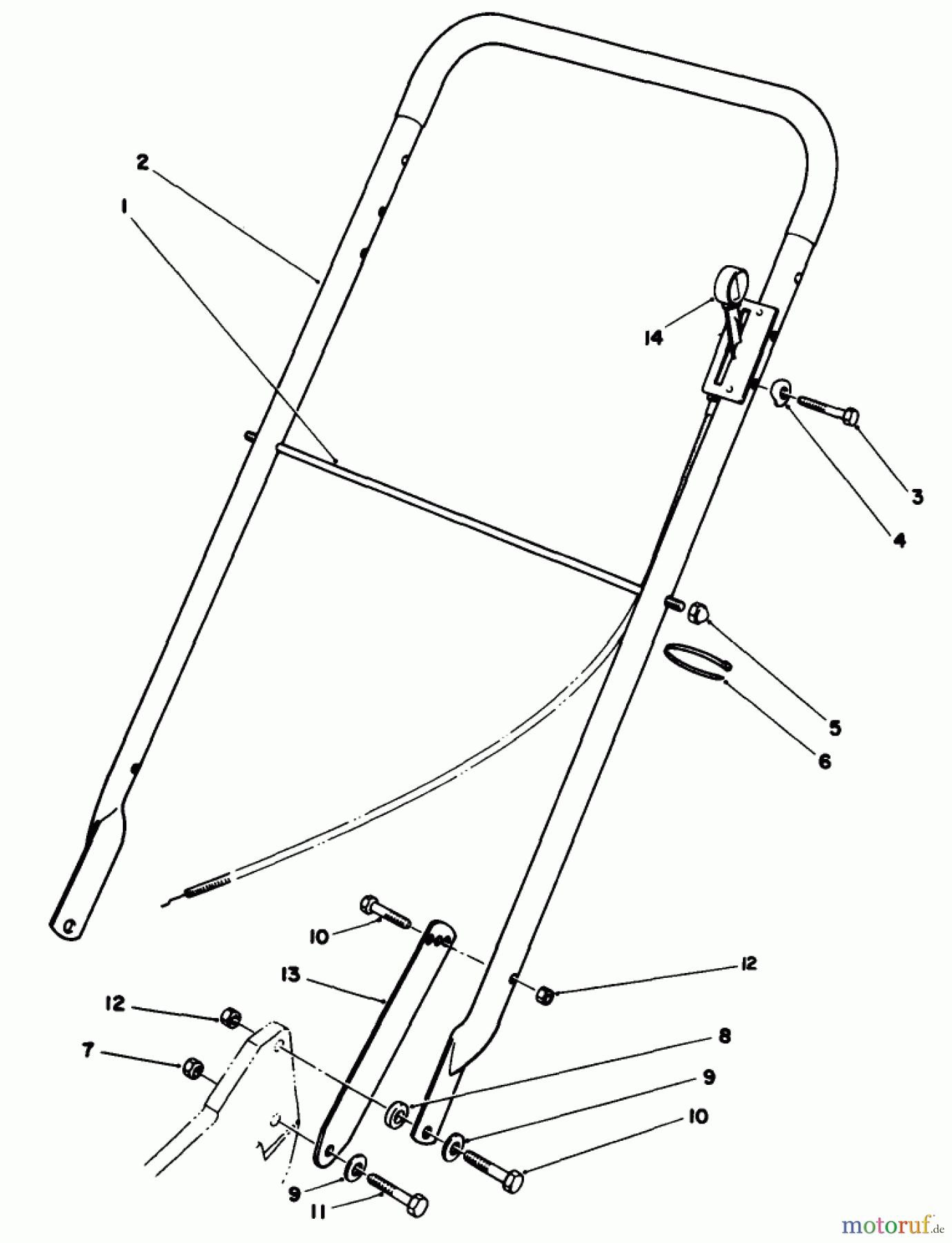  Rasenmäher 22030 - Toro Walk-Behind Mower (SN: 9000001 - 9999999) (1989) HANDLE ASSEMBLY (MODEL 22030)