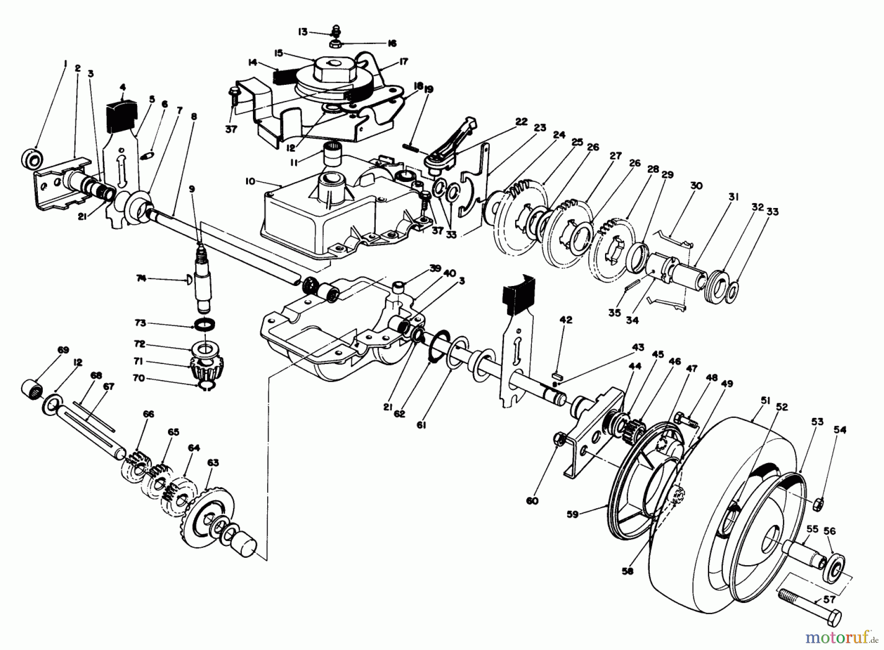  Rasenmäher 22036 - Toro Walk-Behind Mower (SN: 1000001 - 1999999) (1991) GEAR CASE ASSEMBLY