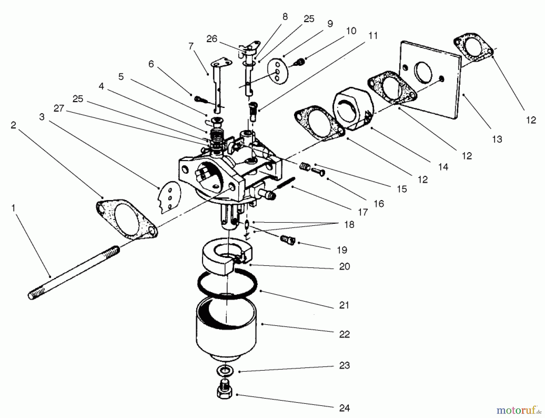  Rasenmäher 22038 - Toro 53cm Walk-Behind Mower (SN: 210000001 - 210999999) (2001) CARBURETOR ASSEMBLY